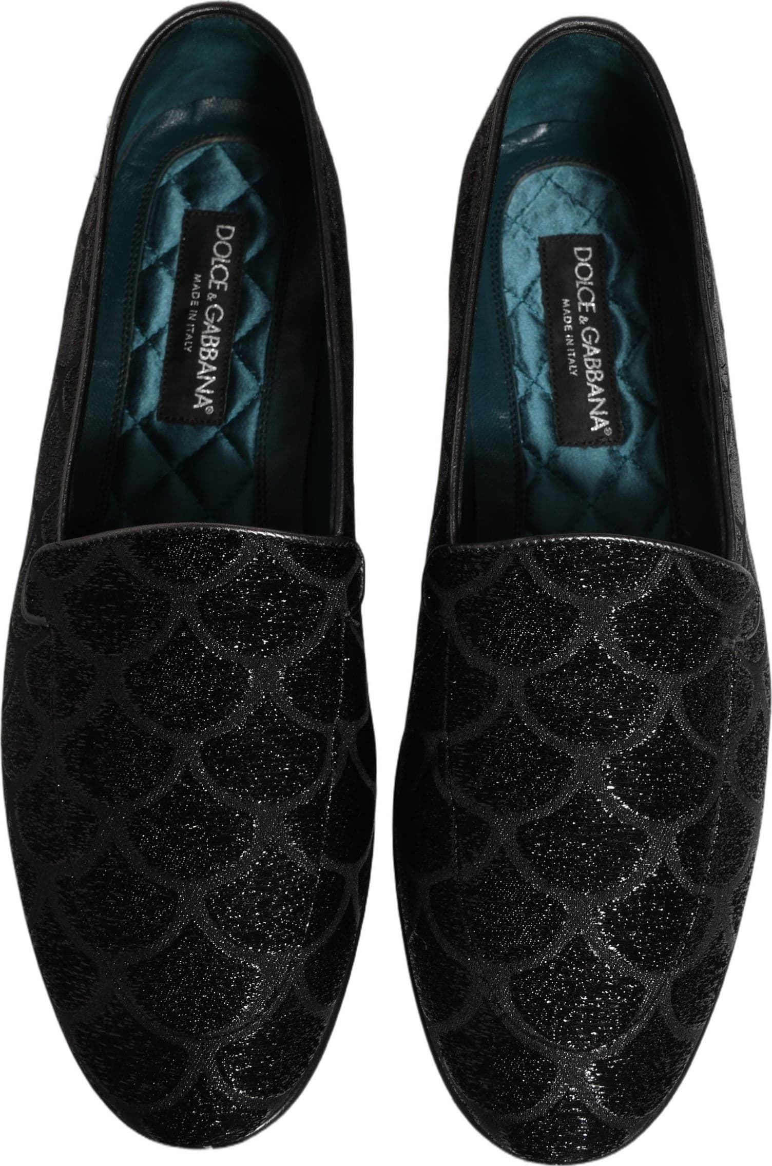 Dolce & Gabbana Black Glitter Brocade Men Dress Loafers Shoes - 3