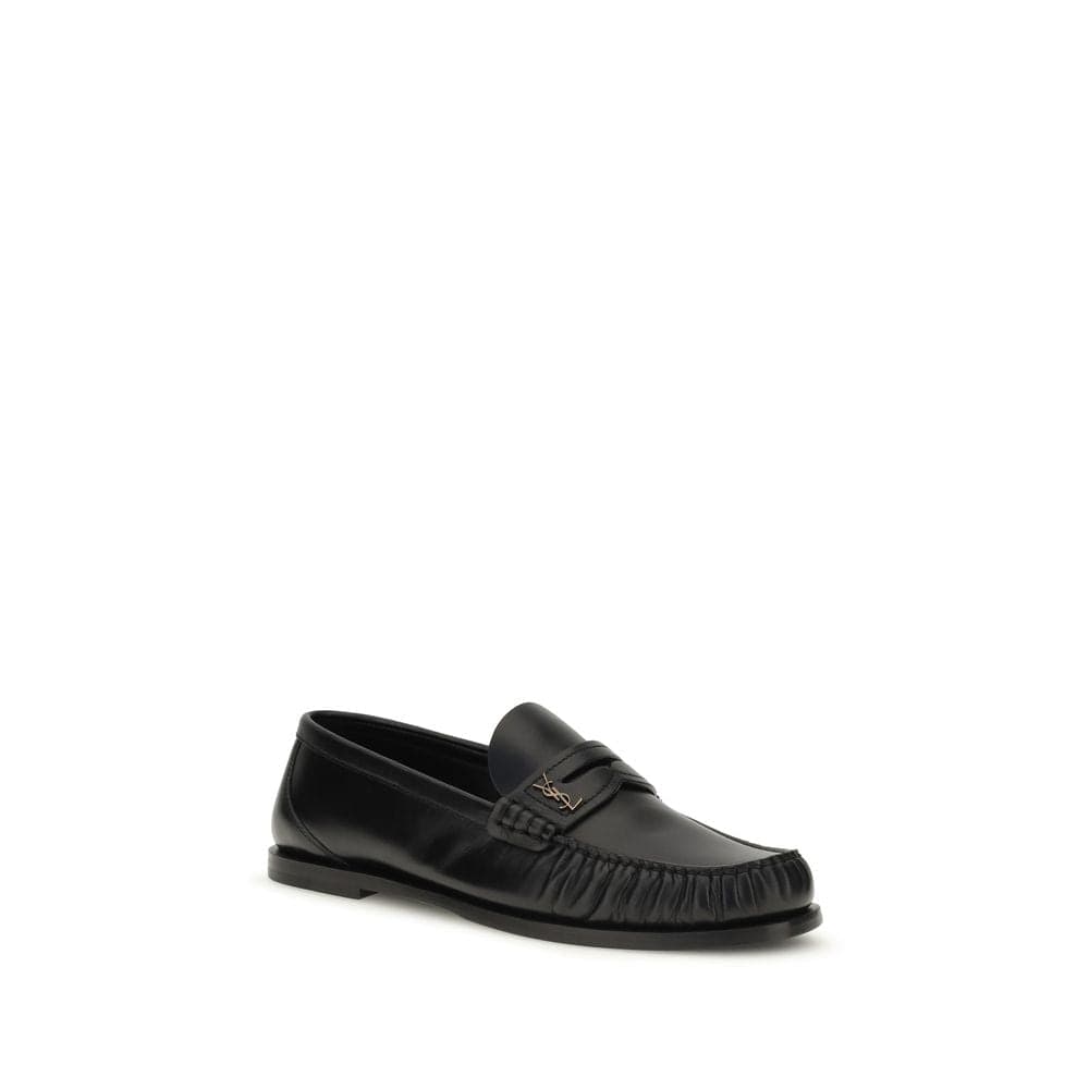 Saint Laurent Black Calf Leather Bos Taurus Slip-On Loafers - 2
