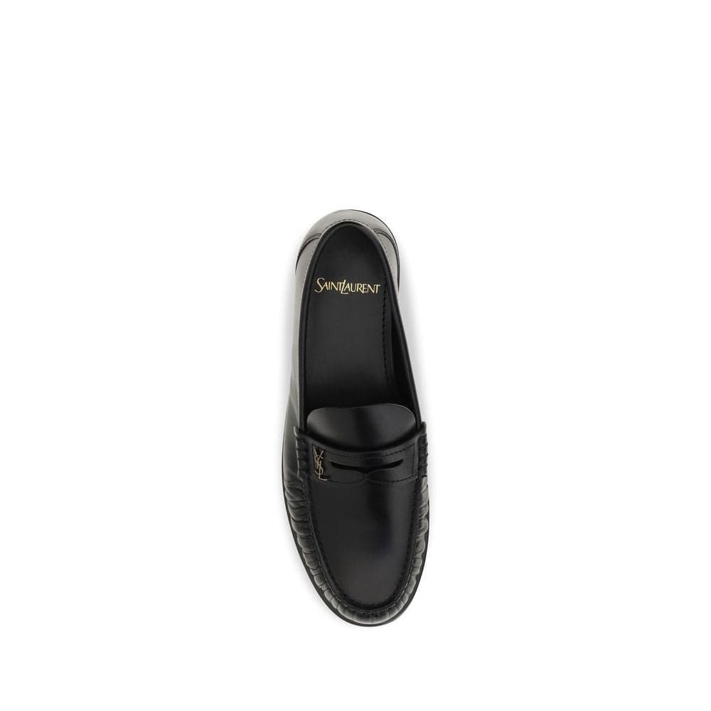 Saint Laurent Black Calf Leather Bos Taurus Slip-On Loafers - 4