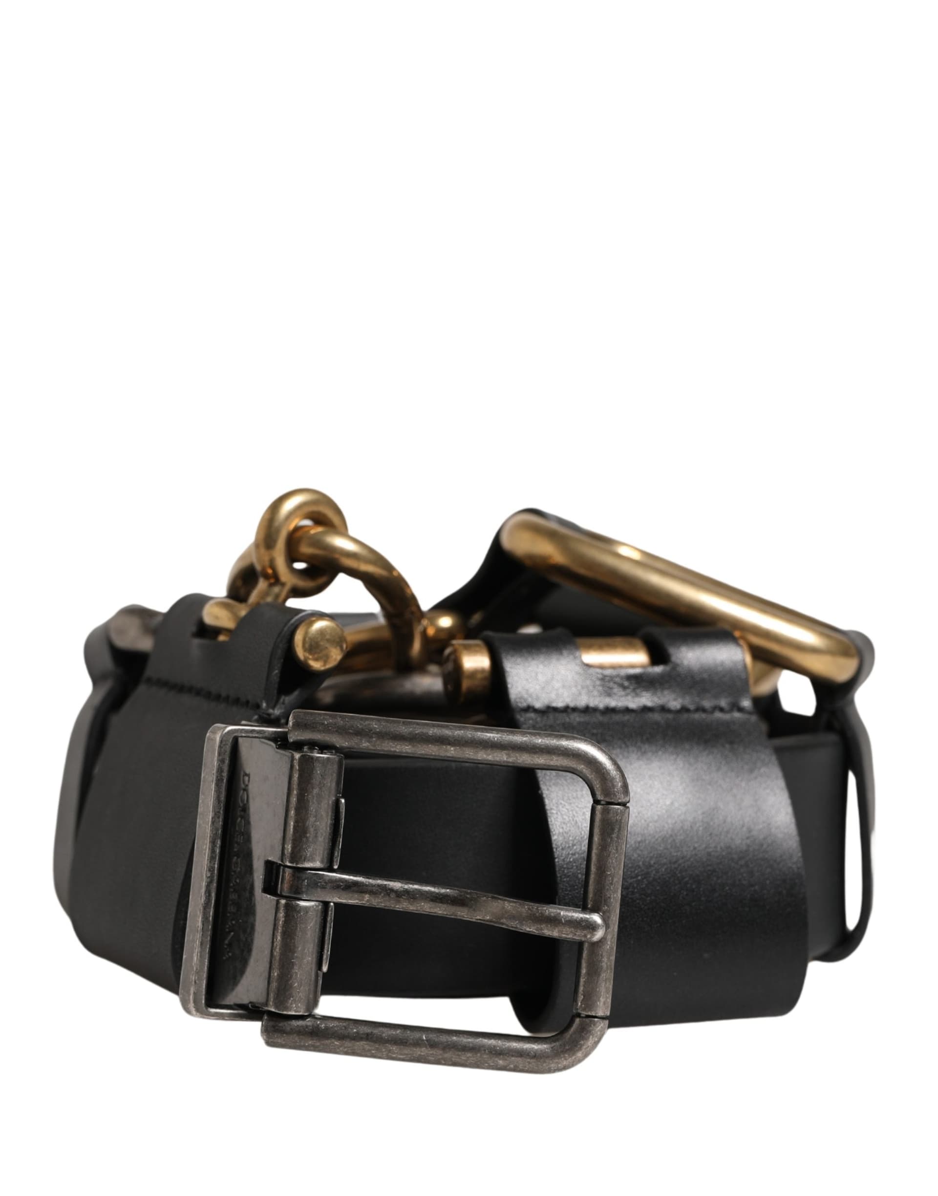 Dolce & Gabbana Men Black Classic Leather Metal Buckle Belt - 2