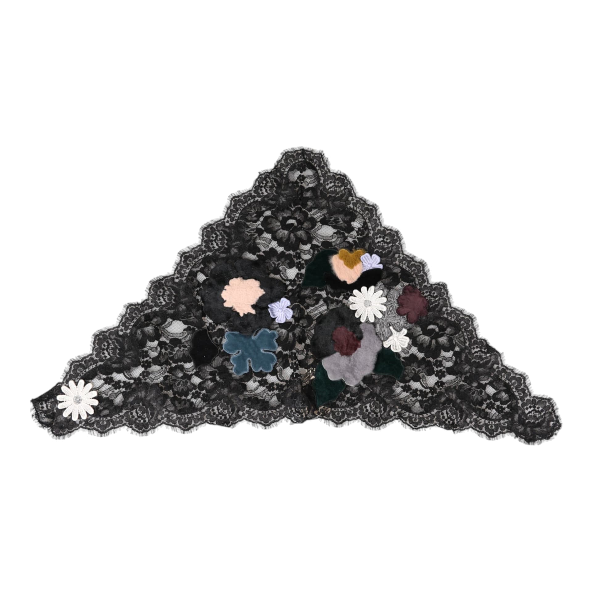Dolce & Gabbana Black Lace Floral Applique Cotton Veil Hat - 3