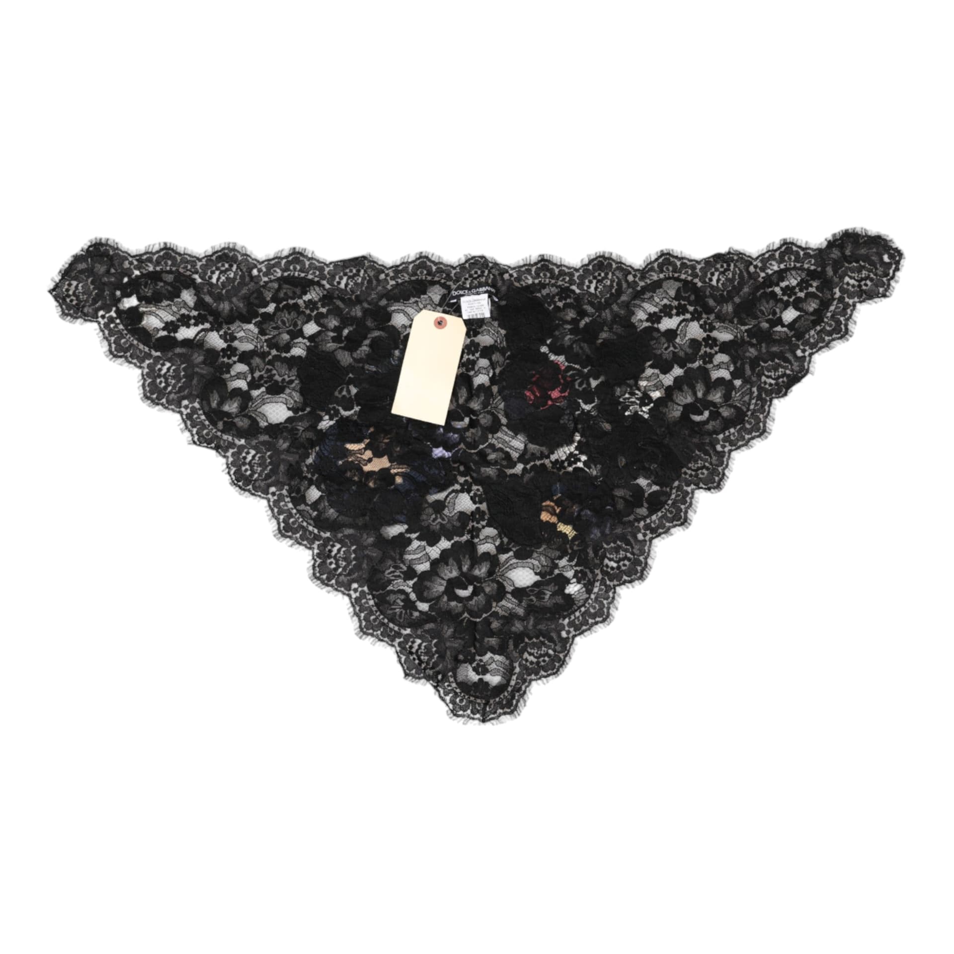 Dolce & Gabbana Black Lace Floral Applique Cotton Veil Hat - 5