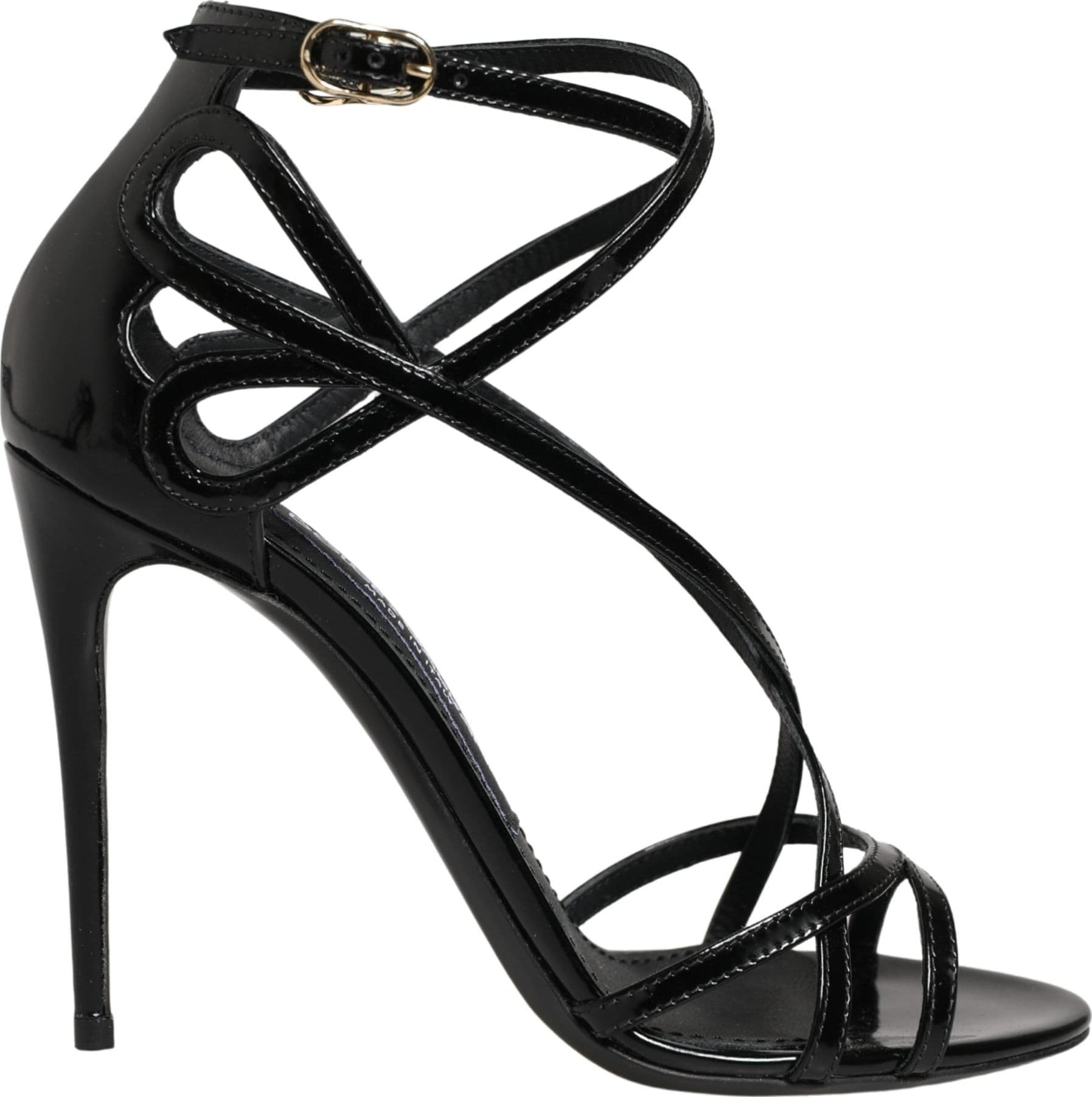 Dolce & Gabbana Black Leather Stiletto Heel Sandals Shoes - 8