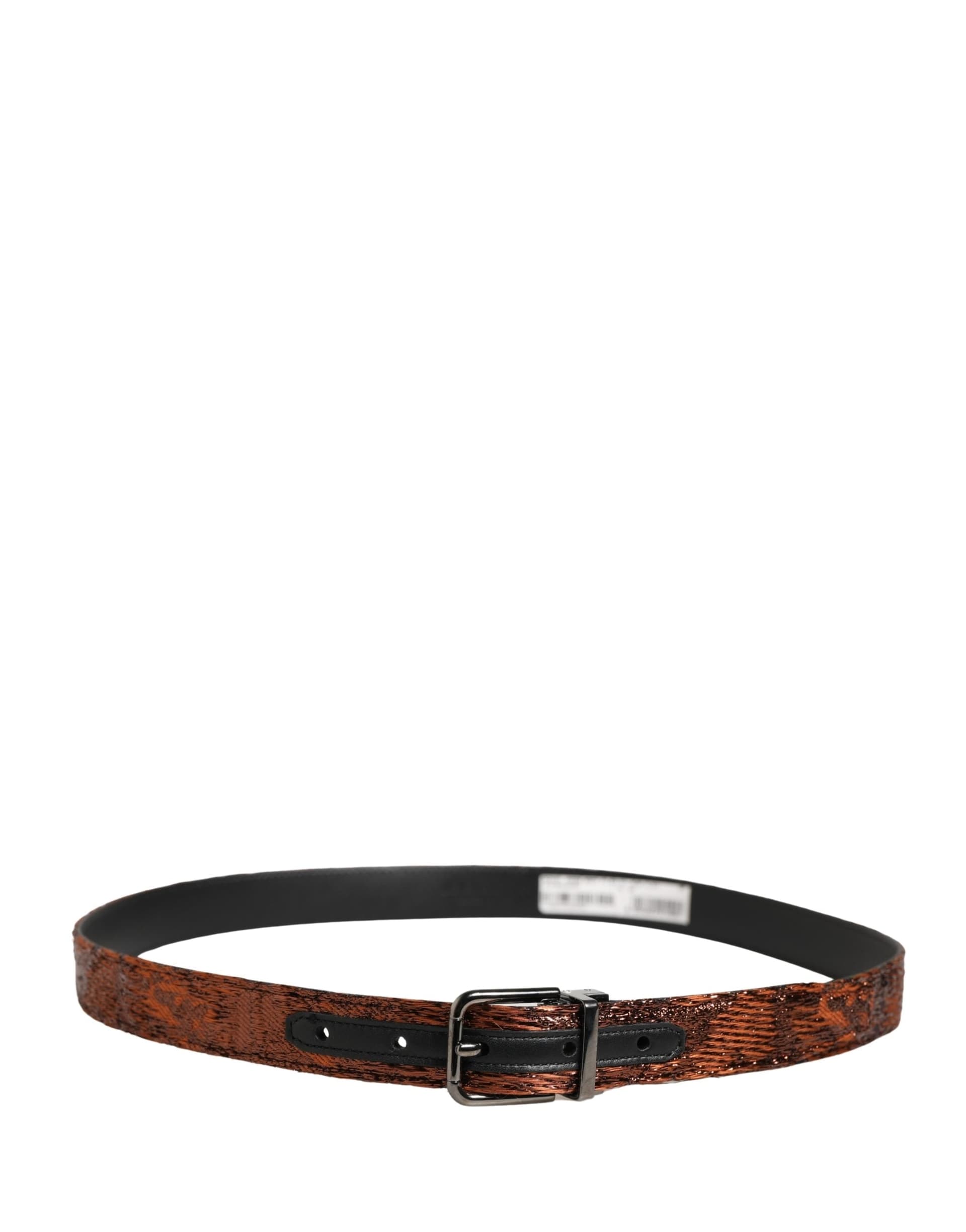 Dolce & Gabbana Men Brown Classic Polyester Metal Buckle Belt - 3