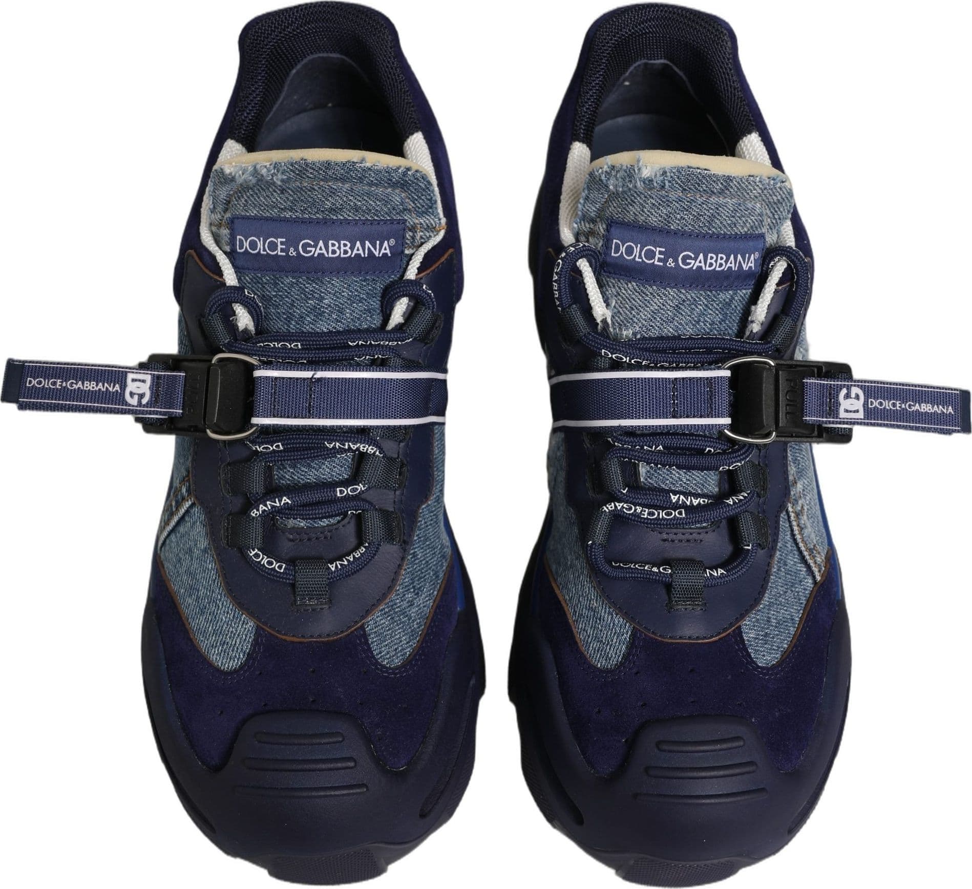 Dolce & Gabbana Blue Airmaster Panelled Low Top Denim Sneakers Shoes - 2