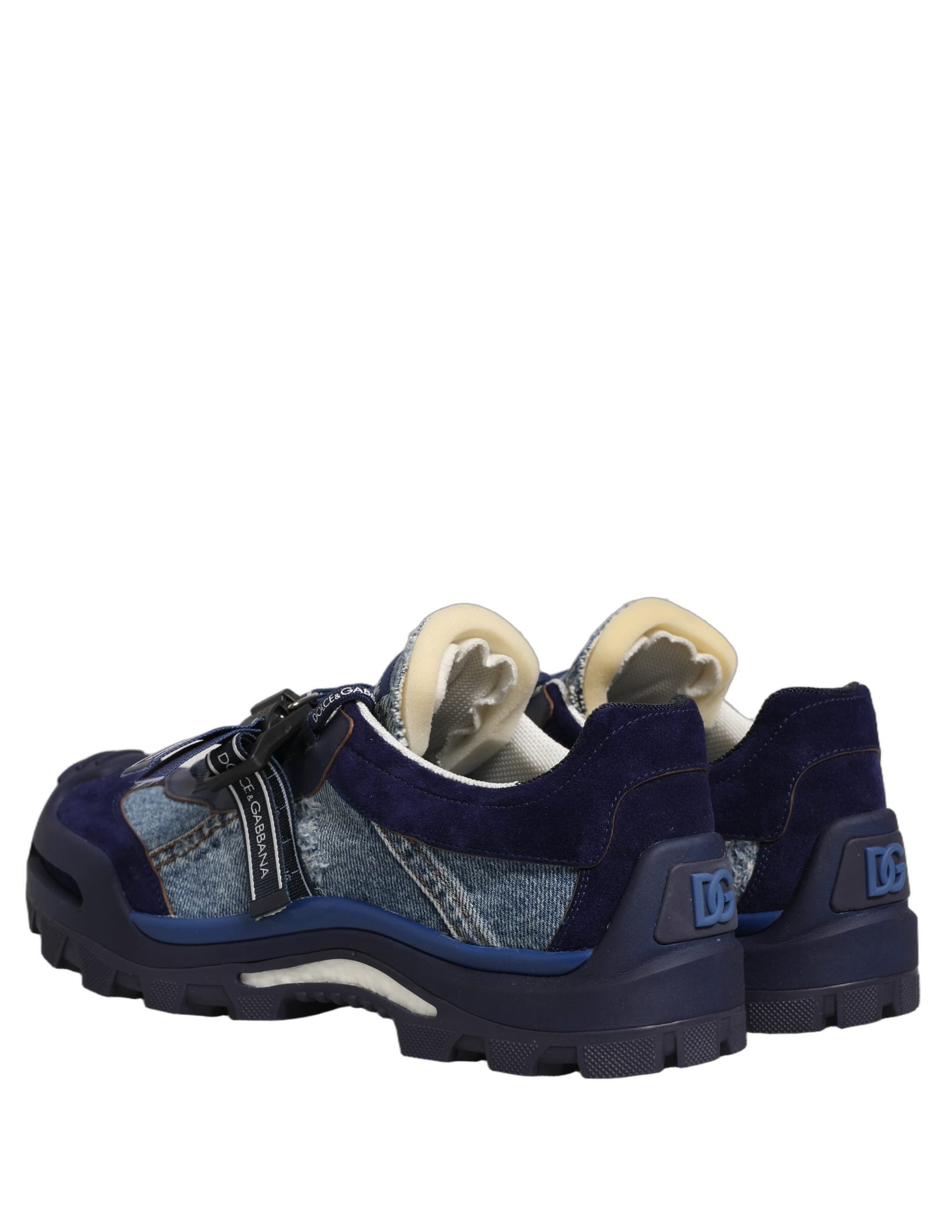 Dolce & Gabbana Blue Airmaster Panelled Low Top Denim Sneakers Shoes - 4