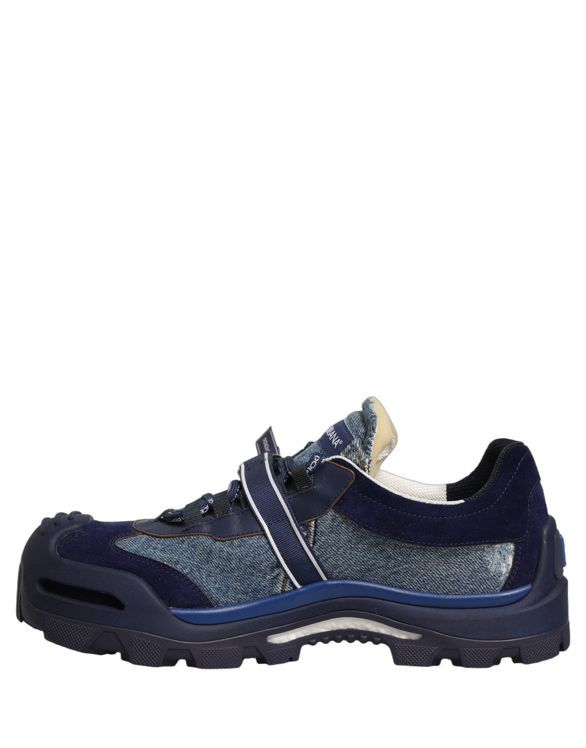Dolce & Gabbana Blue Airmaster Panelled Low Top Denim Sneakers Shoes - 5