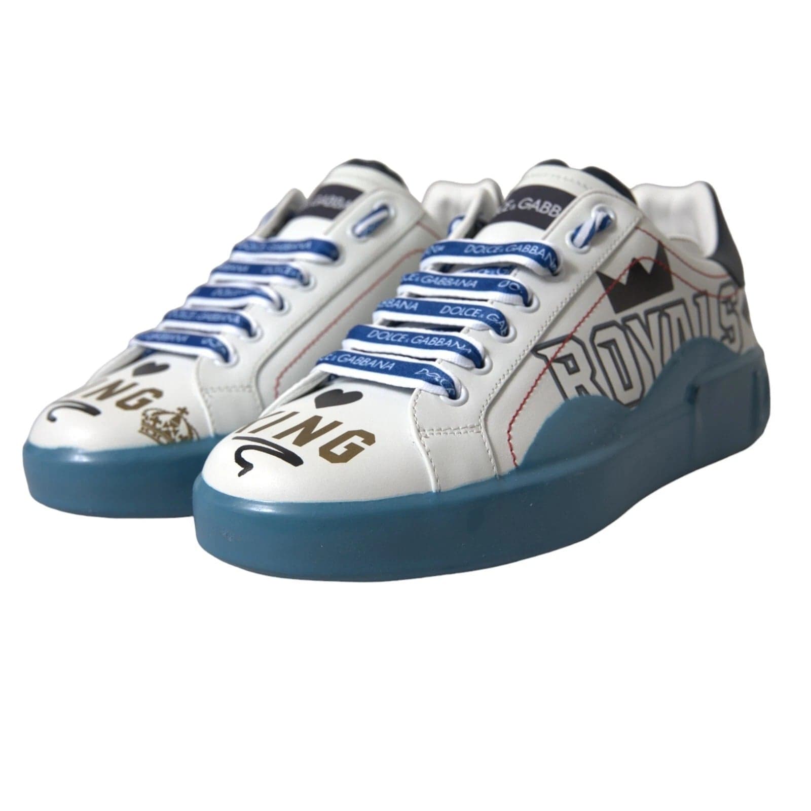 Dolce & Gabbana Blue White Printed Portofino Melt Sneakers - 2