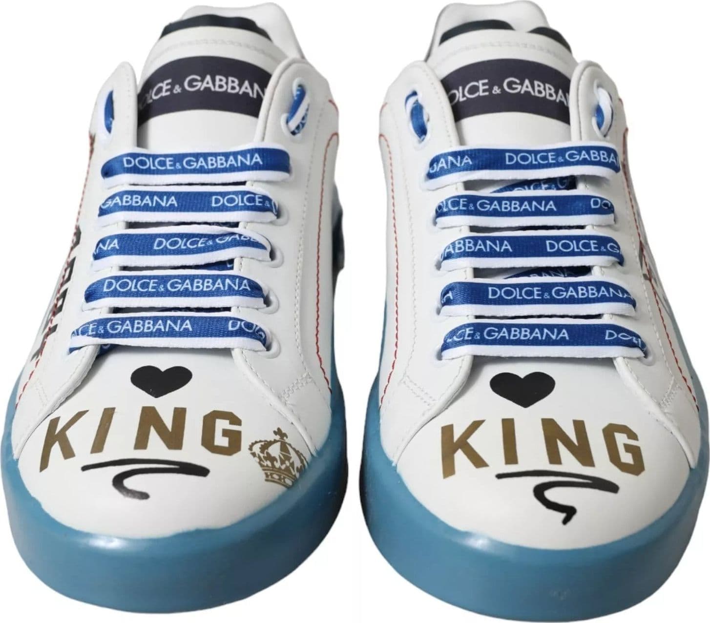 Dolce & Gabbana Blue White Printed Portofino Melt Sneakers - 3