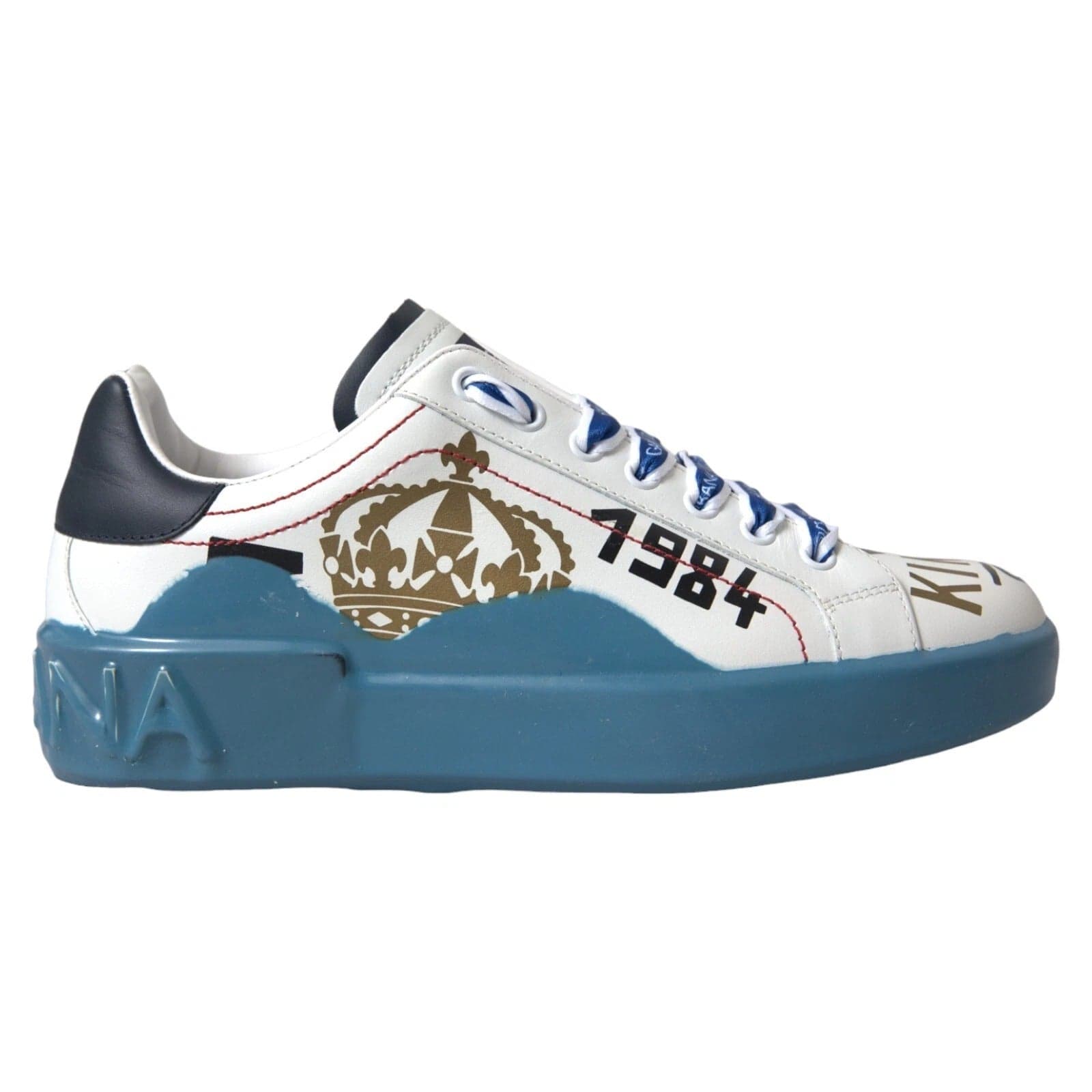Dolce & Gabbana Blue White Printed Portofino Melt Sneakers - 4