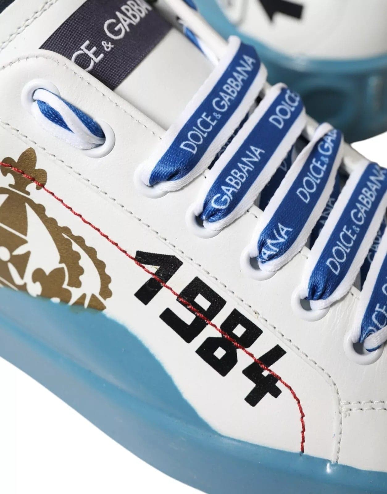 Dolce & Gabbana Blue White Printed Portofino Melt Sneakers - 5