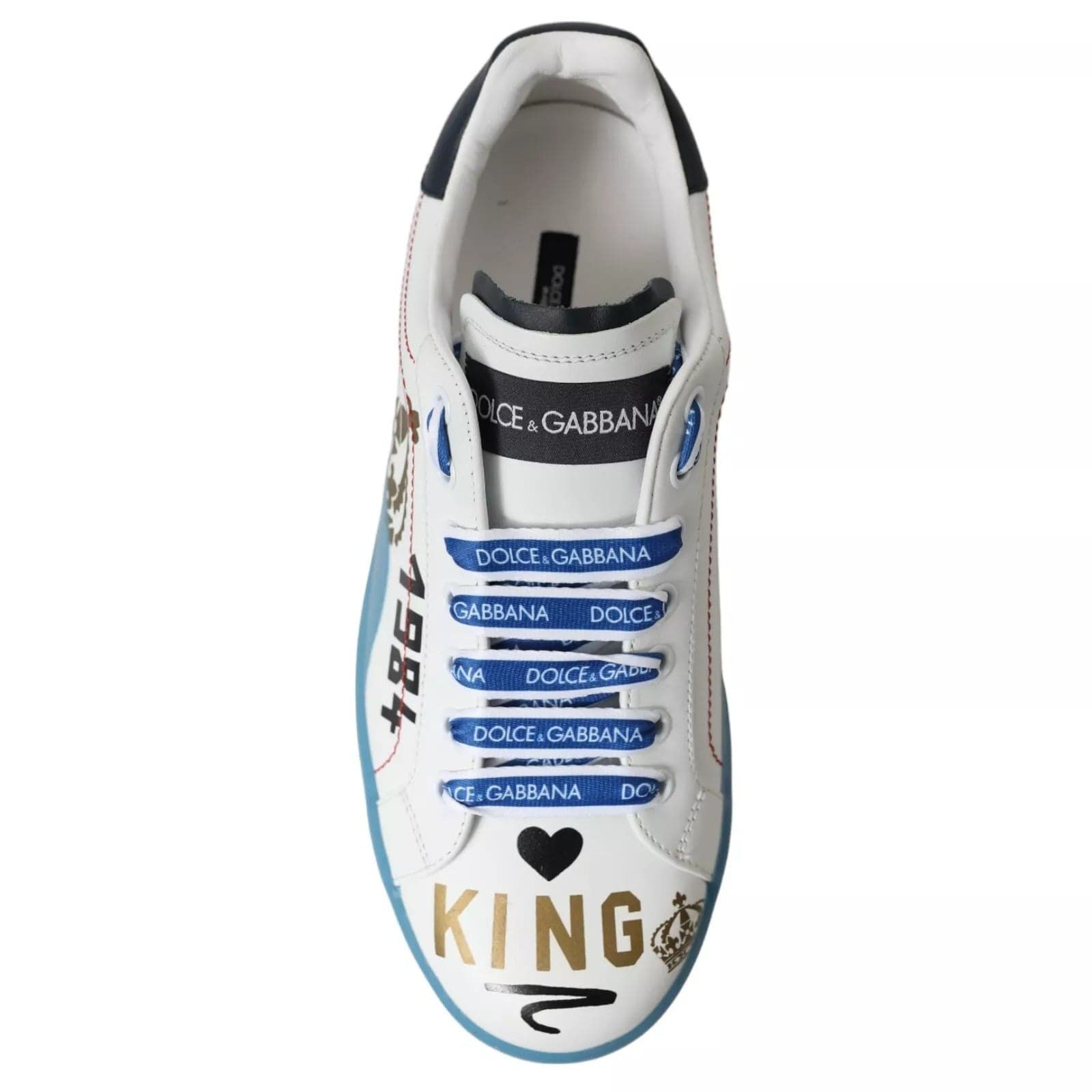 Dolce & Gabbana Blue White Printed Portofino Melt Sneakers - 6