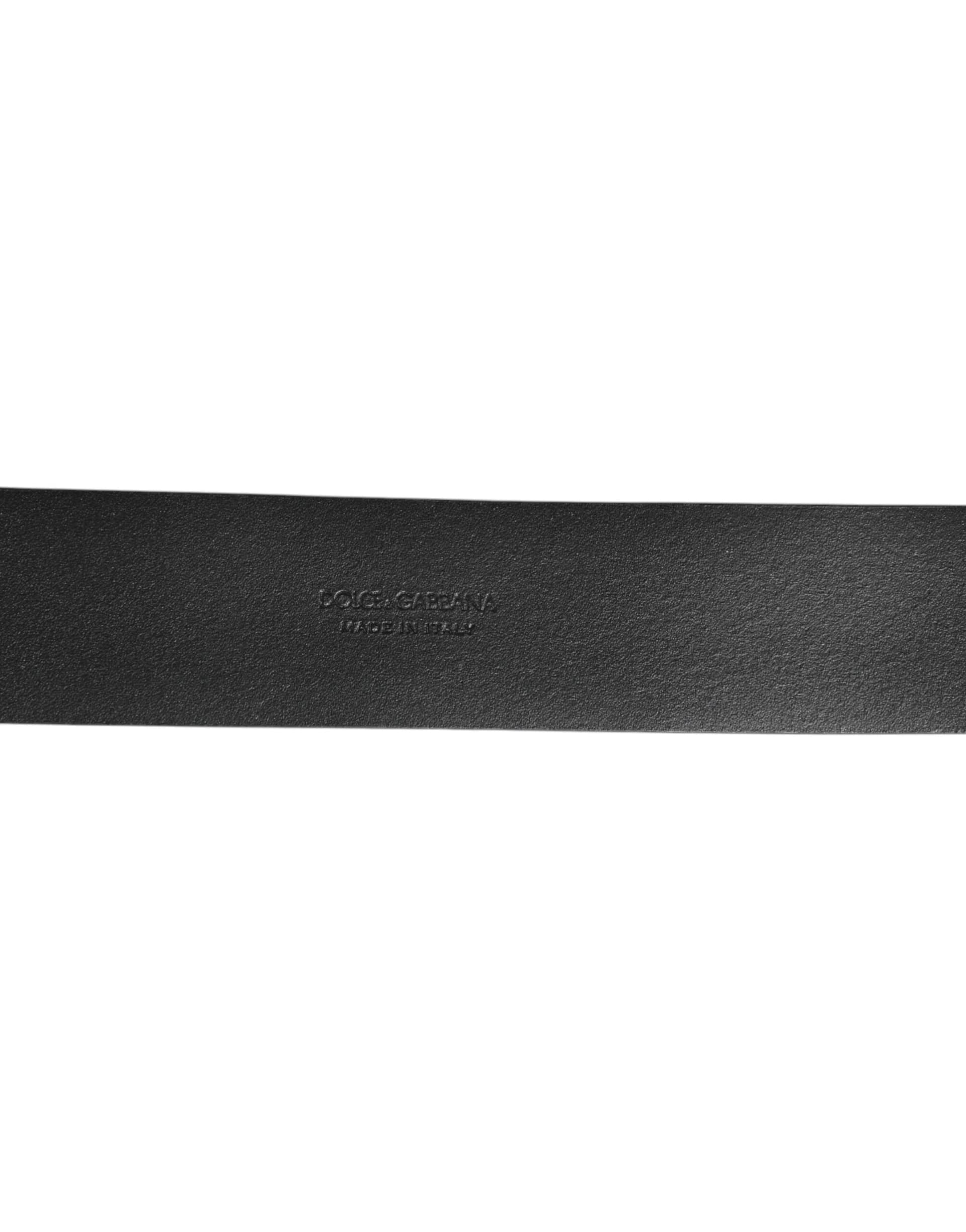 Dolce & Gabbana Black Leather Side Rings Brass Buckle Belt - 4