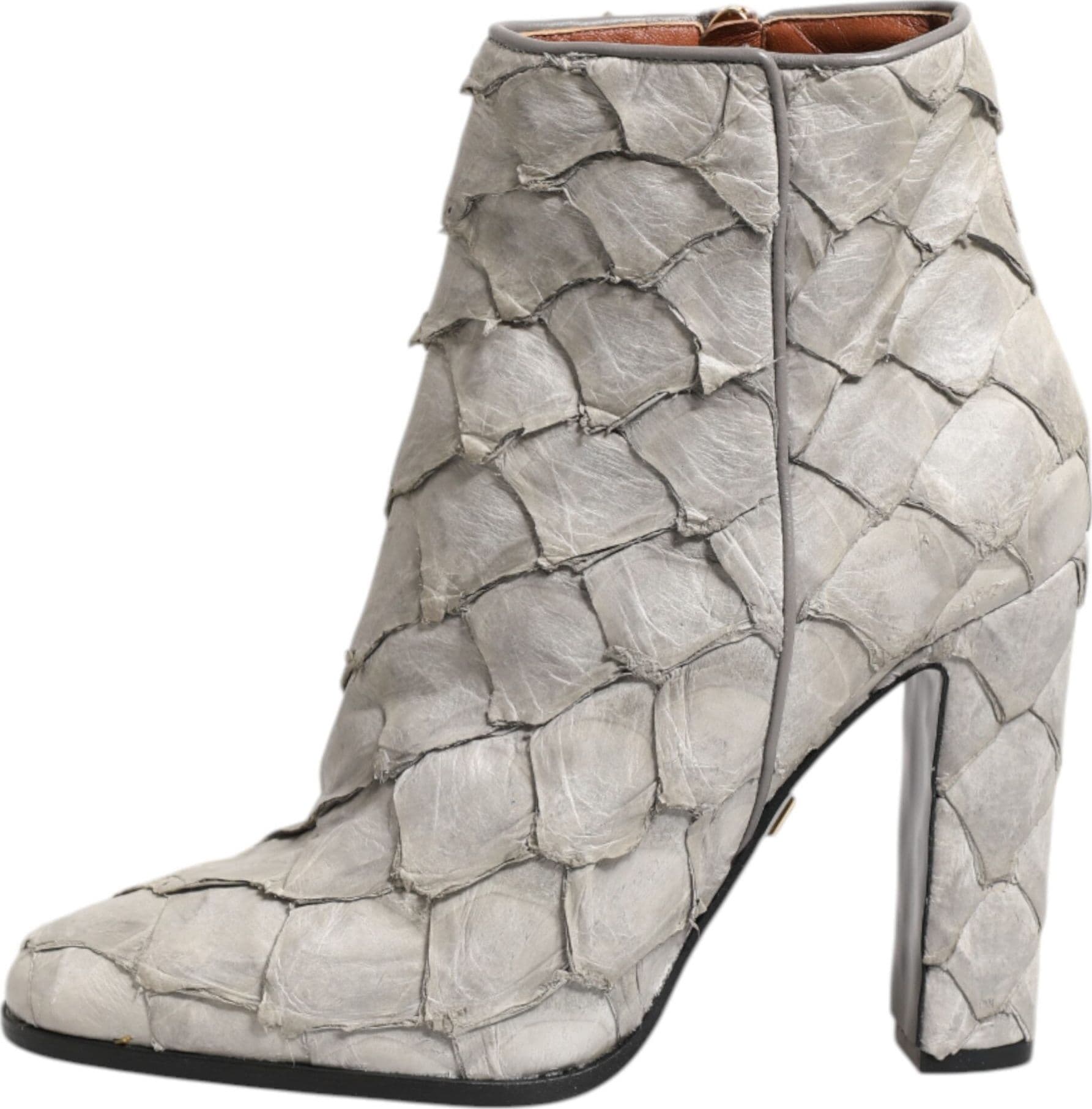 Dolce & Gabbana Off White Leather Heels Ankle Boots Shoes - 5