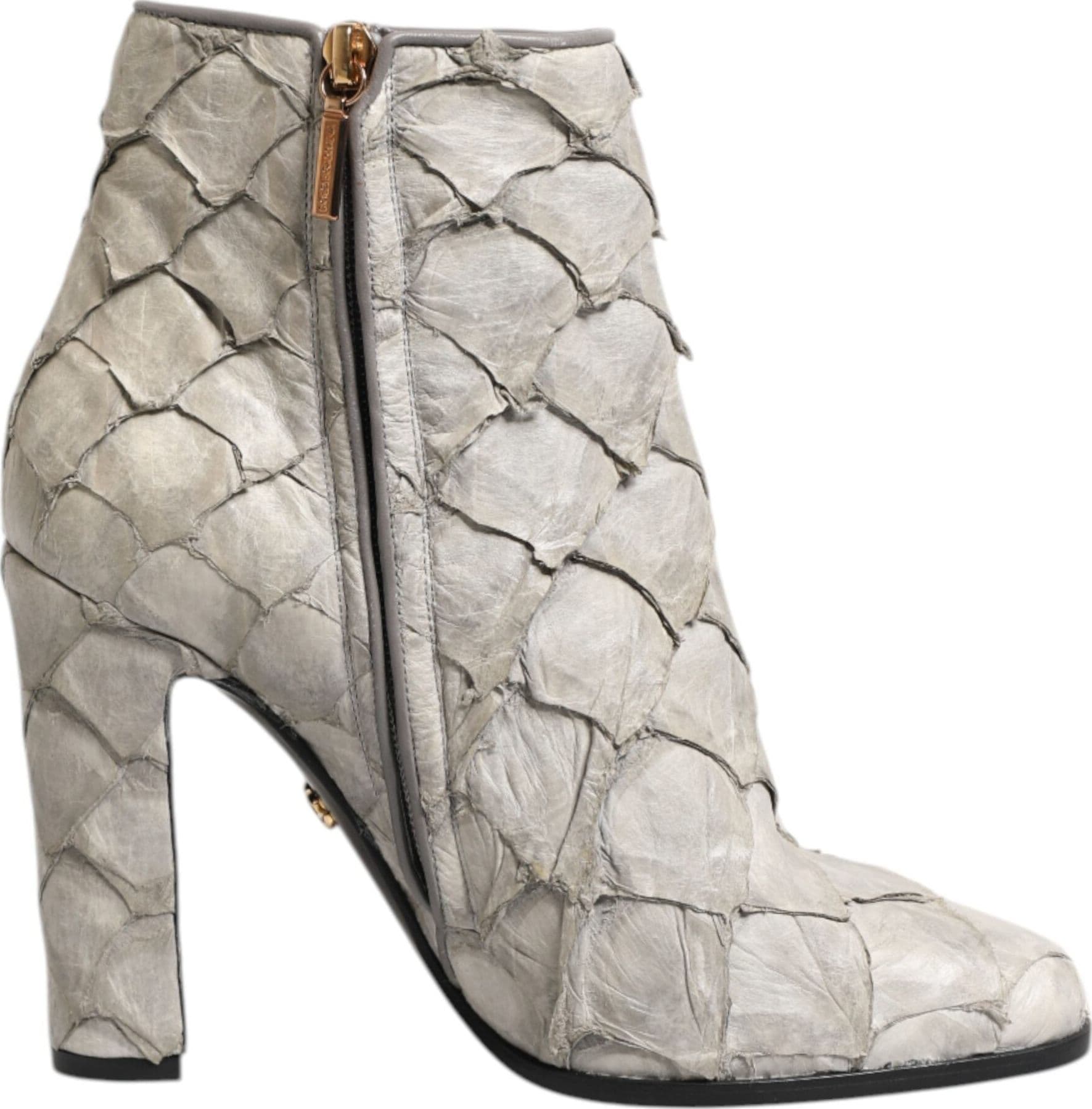 Dolce & Gabbana Off White Leather Heels Ankle Boots Shoes - 7
