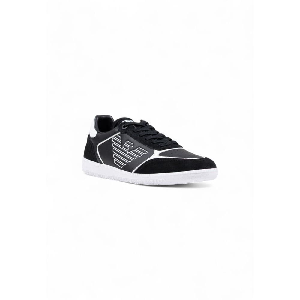EA7 Emporio Armani Black And White Leather Athletic Sneakers - 2