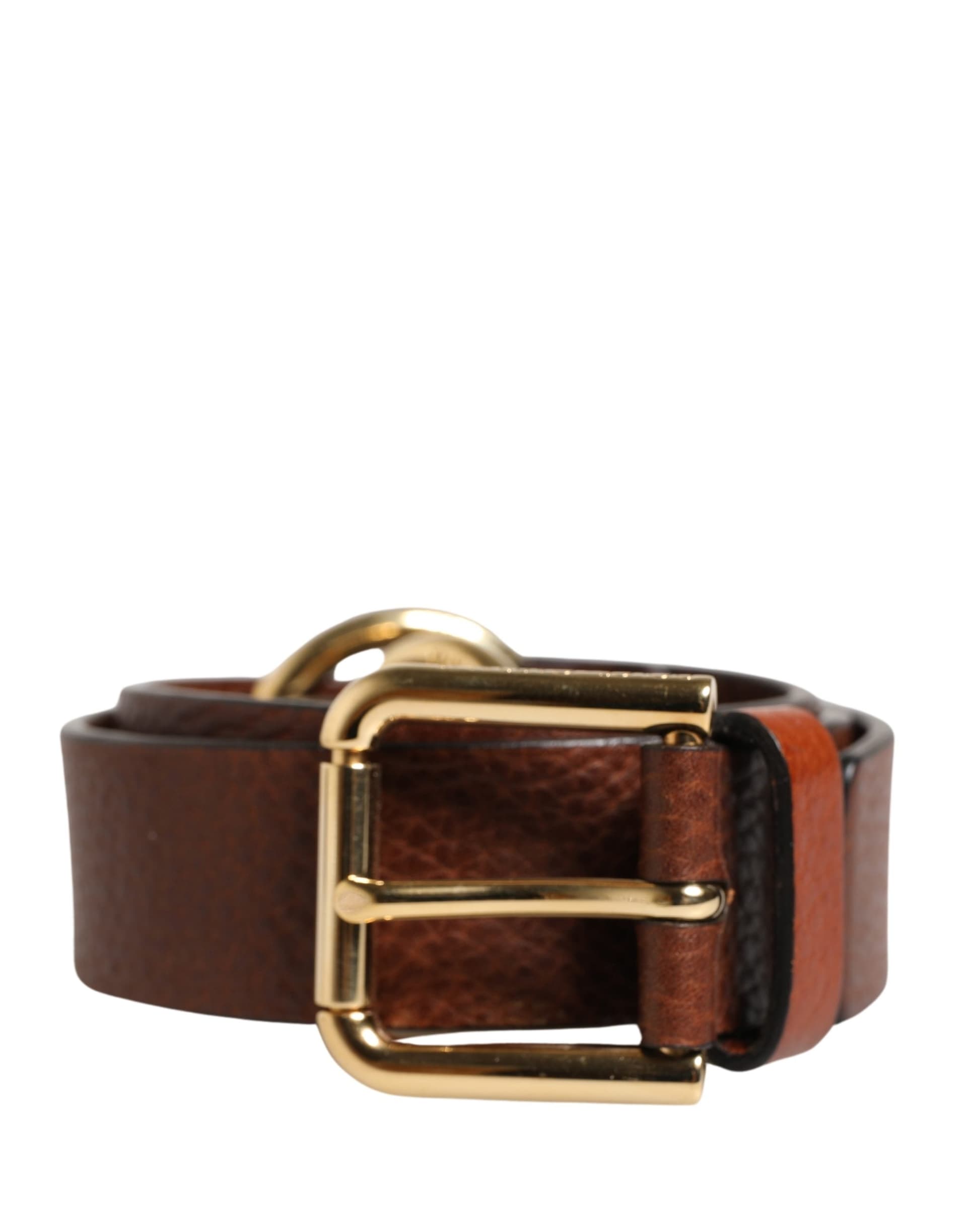 Dolce & Gabbana Men Brown Classic Leather Metal Buckle Belt - 2