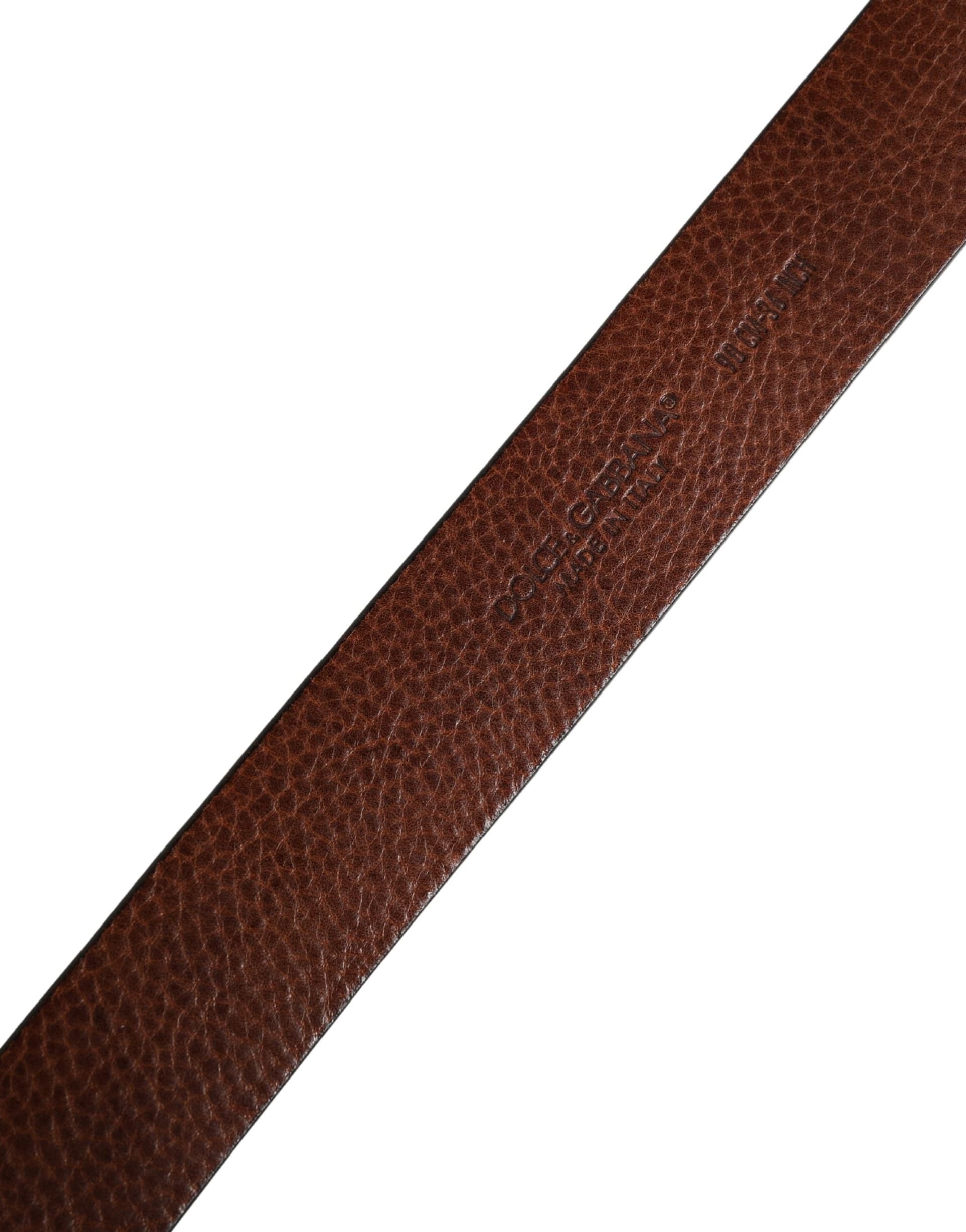 Dolce & Gabbana Men Brown Classic Leather Metal Buckle Belt - 6