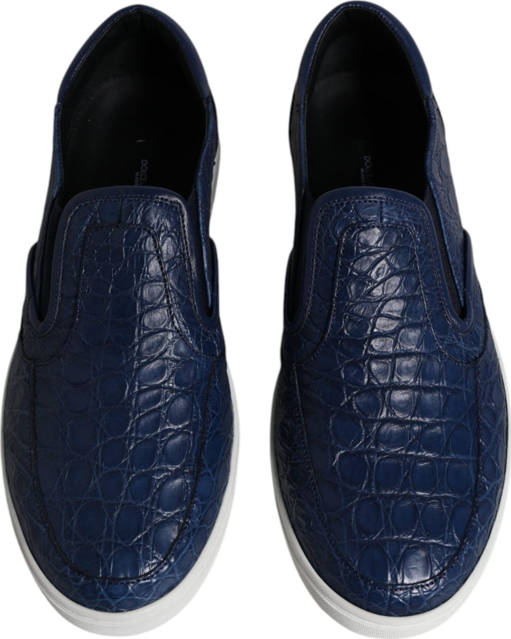 Dolce & Gabbana Blue Croc Exotic Leather Men Sneakers Shoes - 2