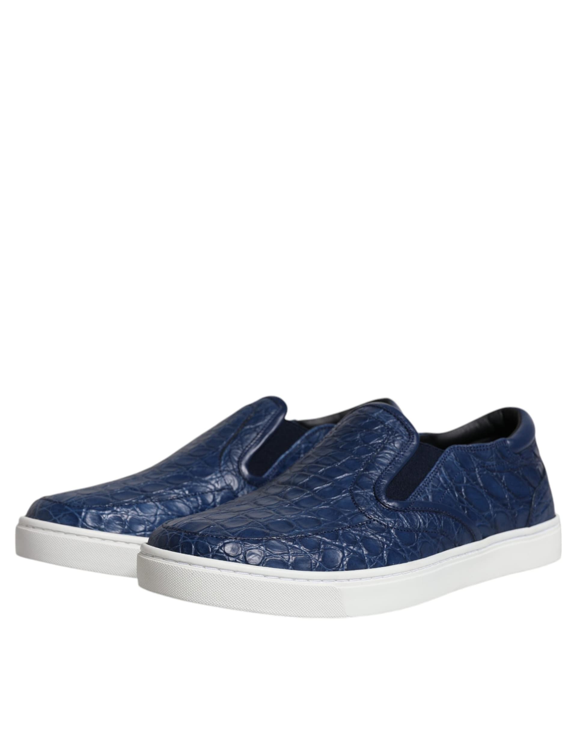 Dolce & Gabbana Blue Croc Exotic Leather Men Sneakers Shoes - 3