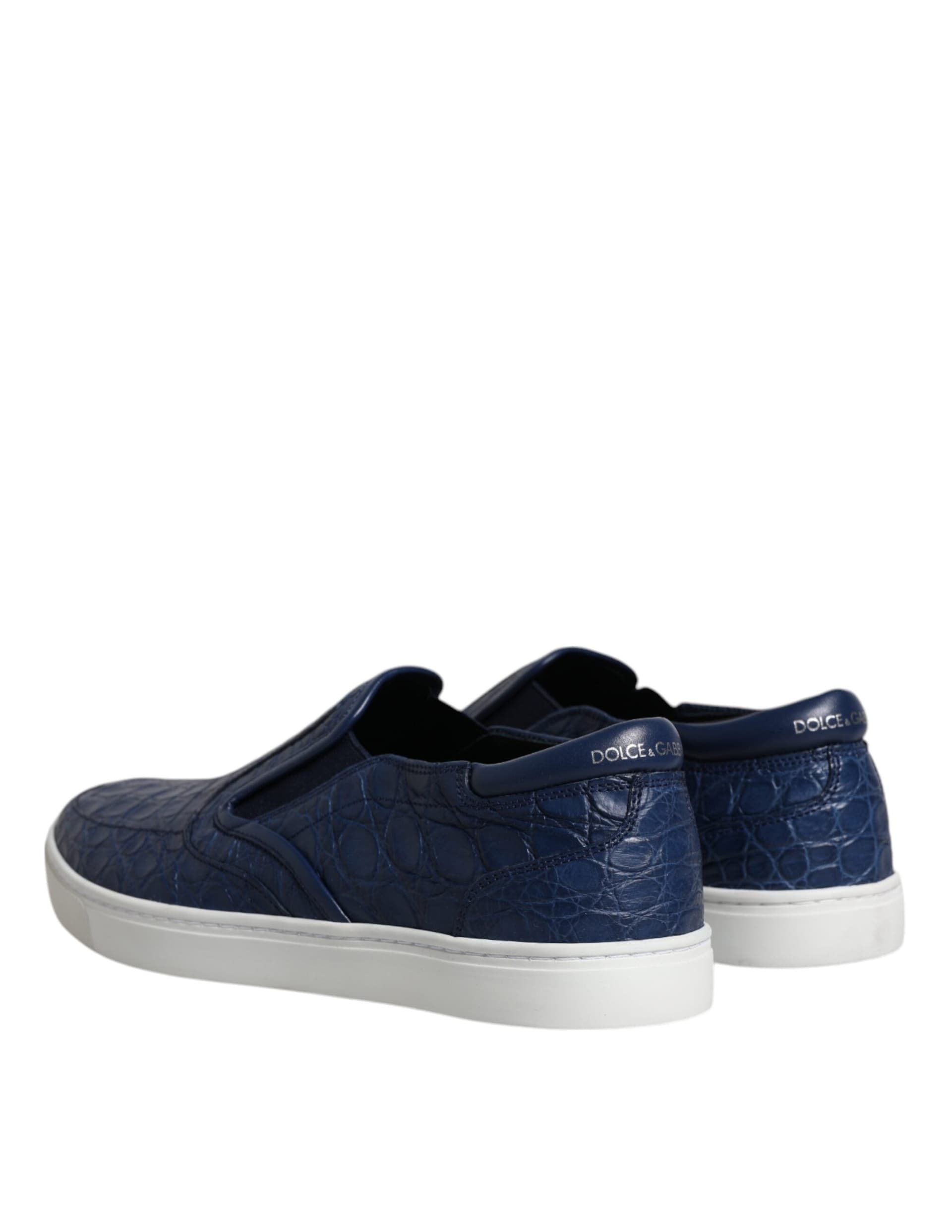 Dolce & Gabbana Blue Croc Exotic Leather Men Sneakers Shoes - 4