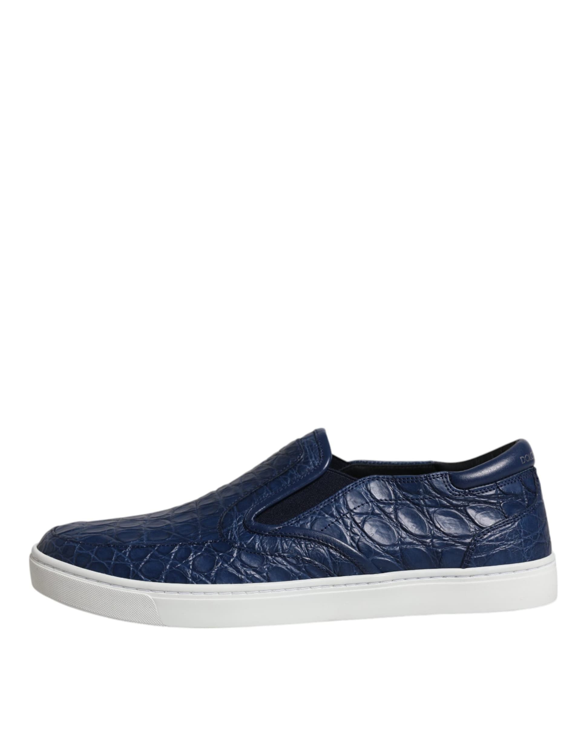 Dolce & Gabbana Blue Croc Exotic Leather Men Sneakers Shoes - 5