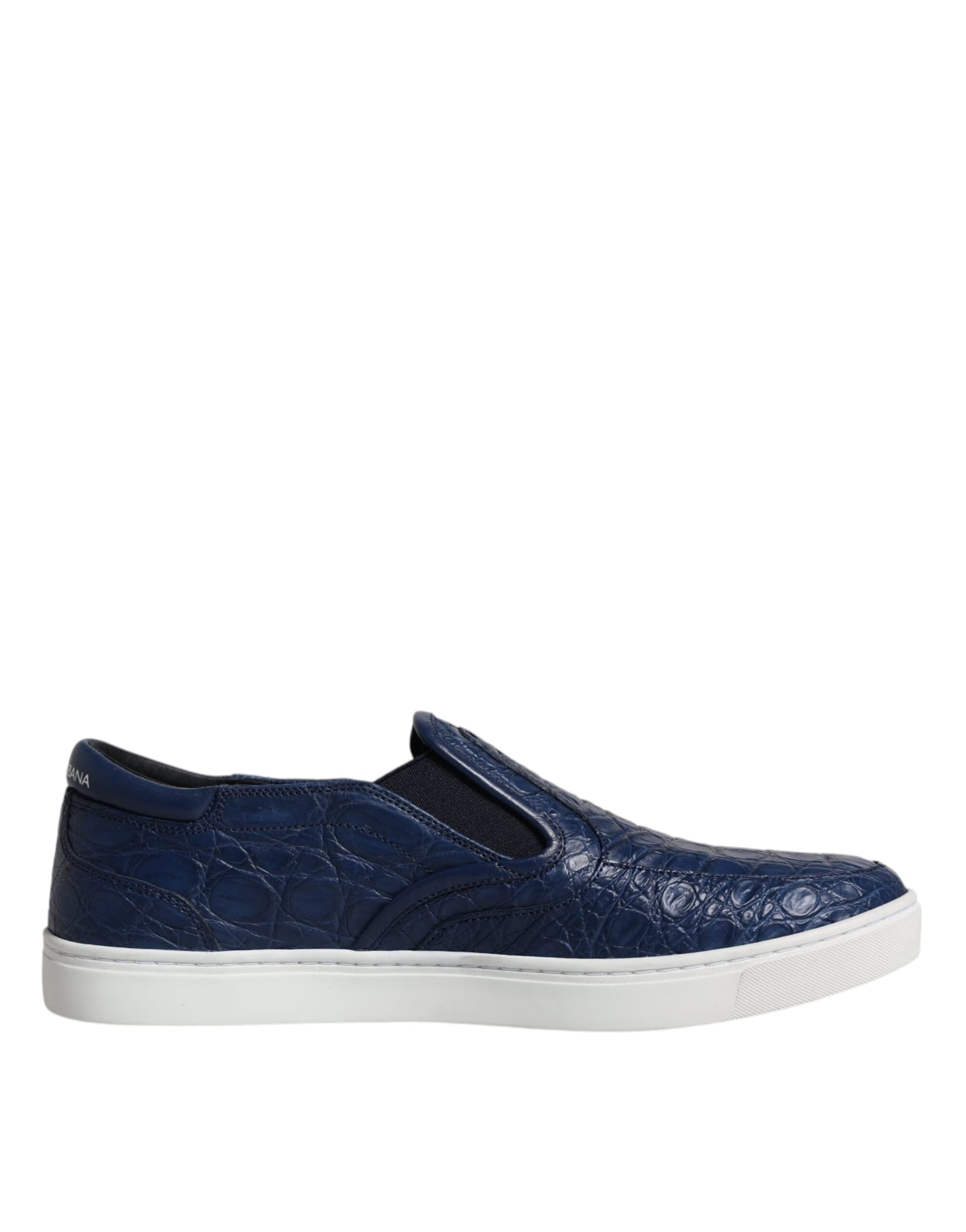 Dolce & Gabbana Blue Croc Exotic Leather Men Sneakers Shoes - 7