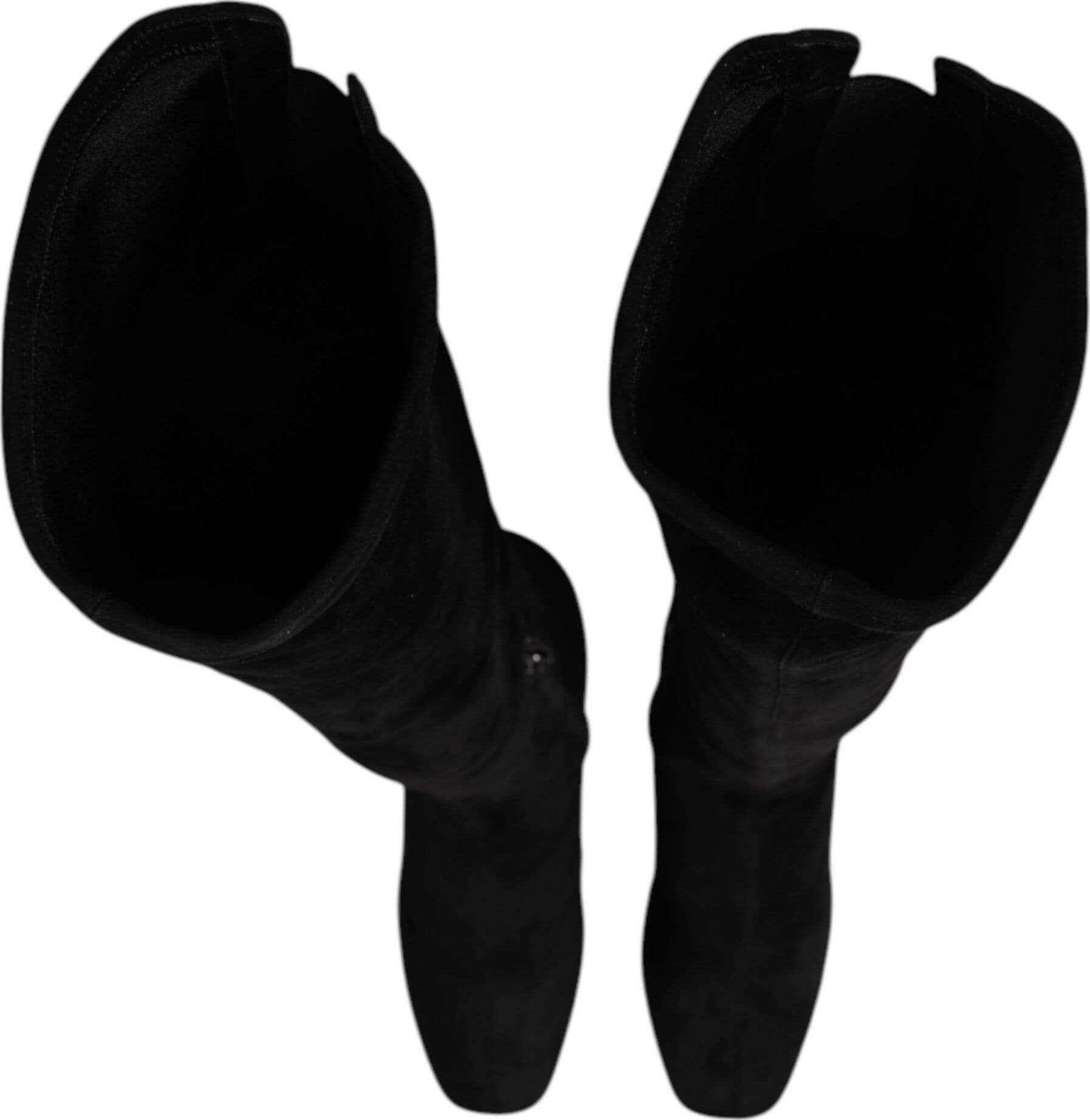 Dolce & Gabbana Black Suede Leather Knee High Boots Shoes - 2