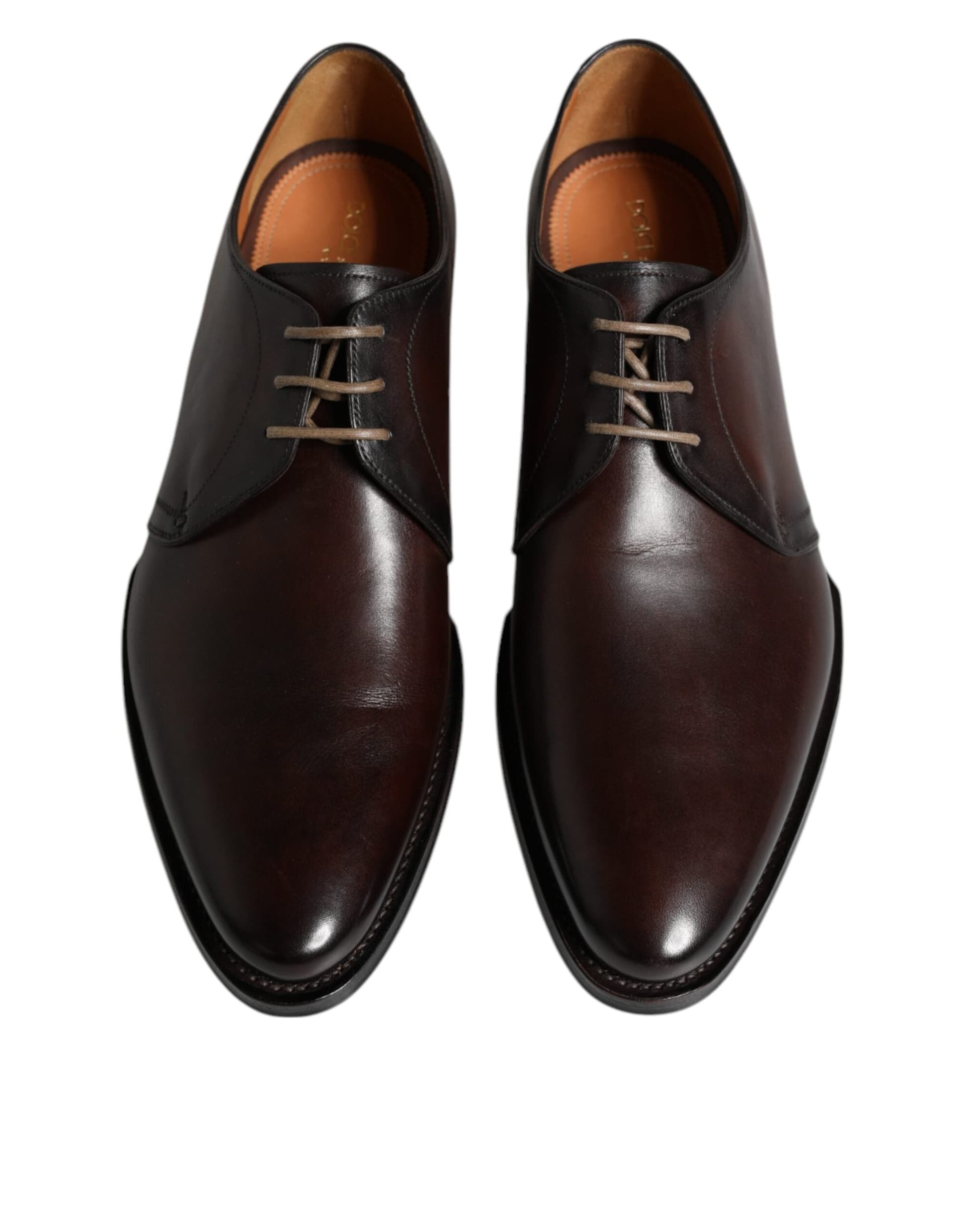 Dolce & Gabbana Brown Leather Lace Up Men Derby Formal Shoes - 2