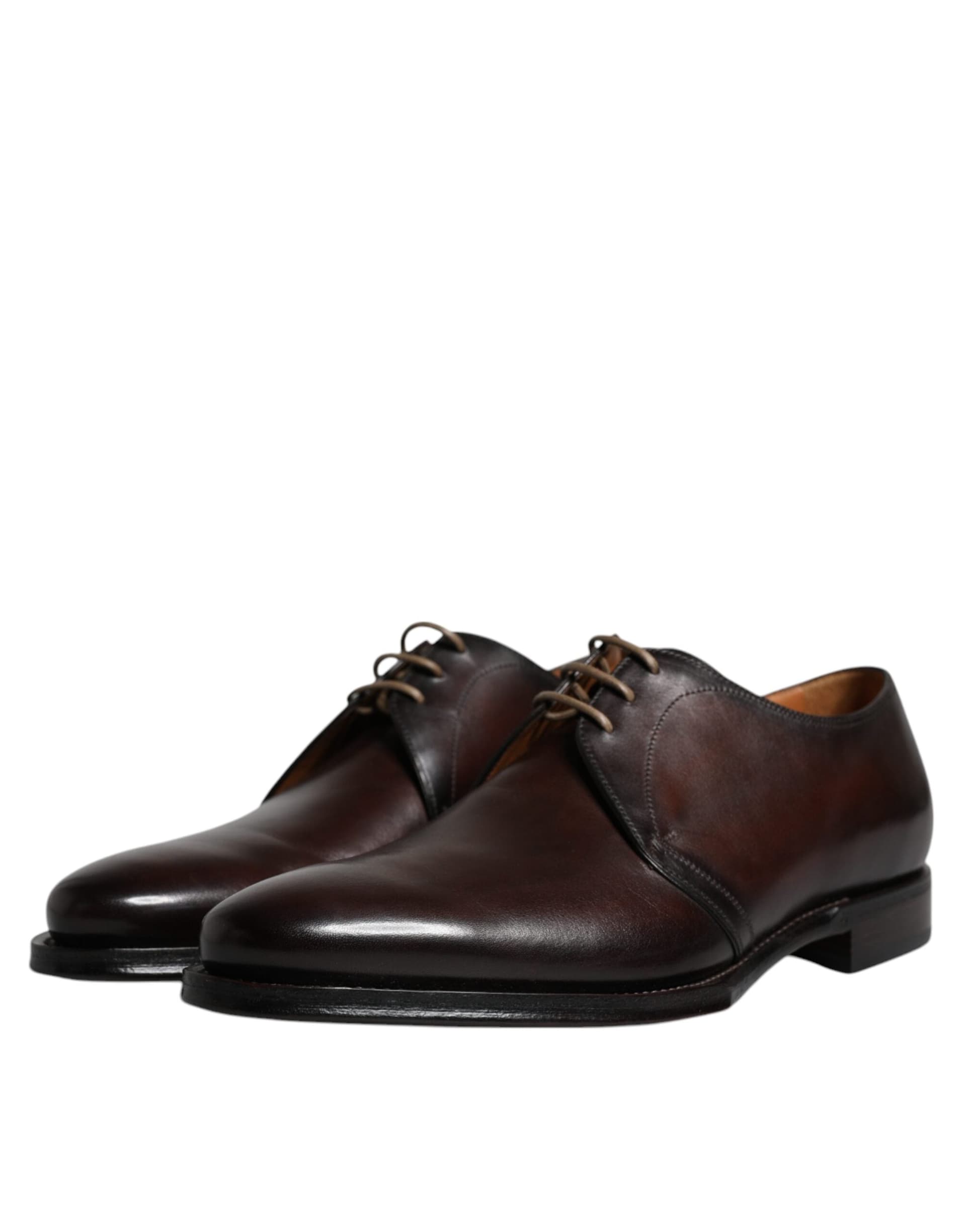 Dolce & Gabbana Brown Leather Lace Up Men Derby Formal Shoes - 3