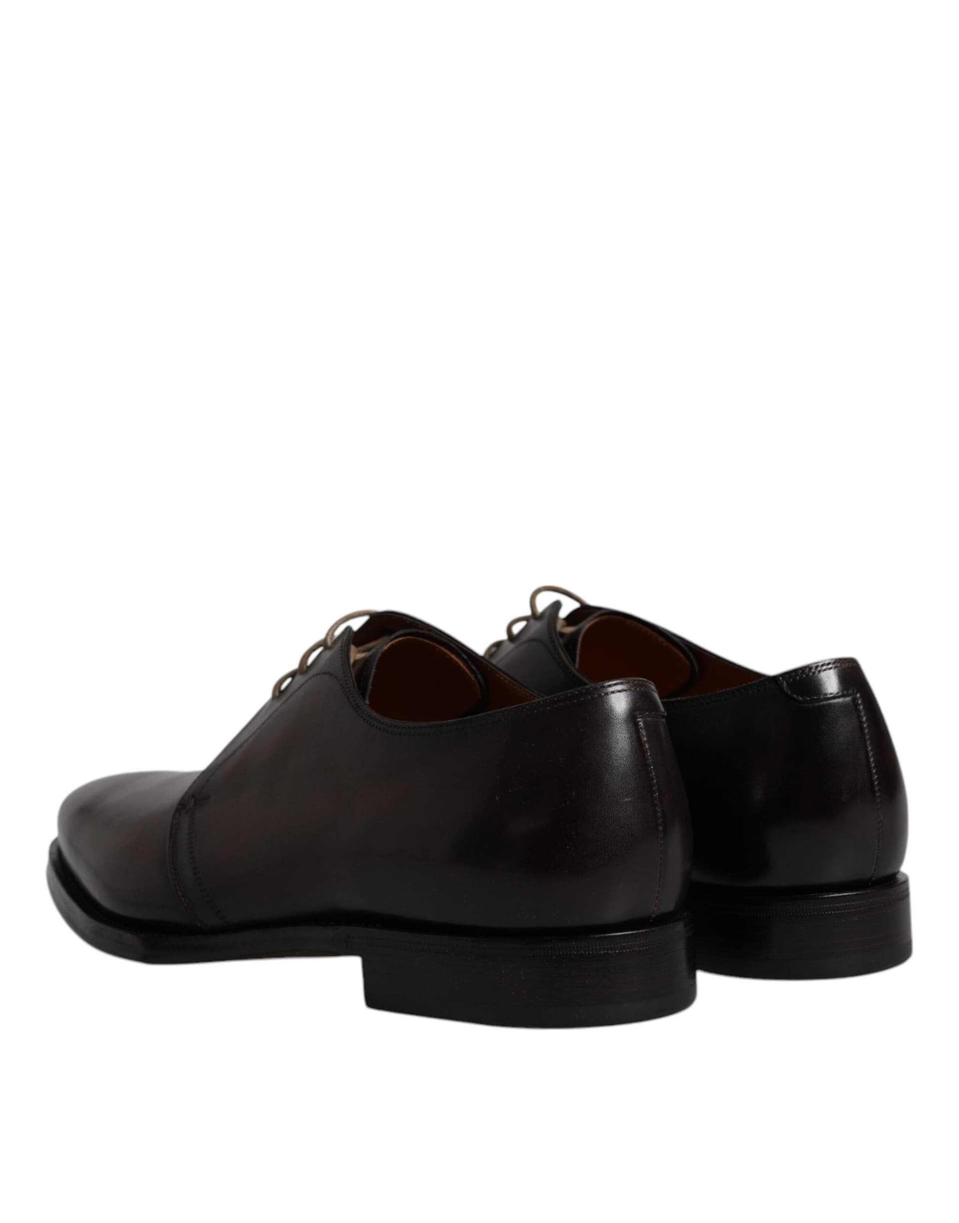 Dolce & Gabbana Brown Leather Lace Up Men Derby Formal Shoes - 4