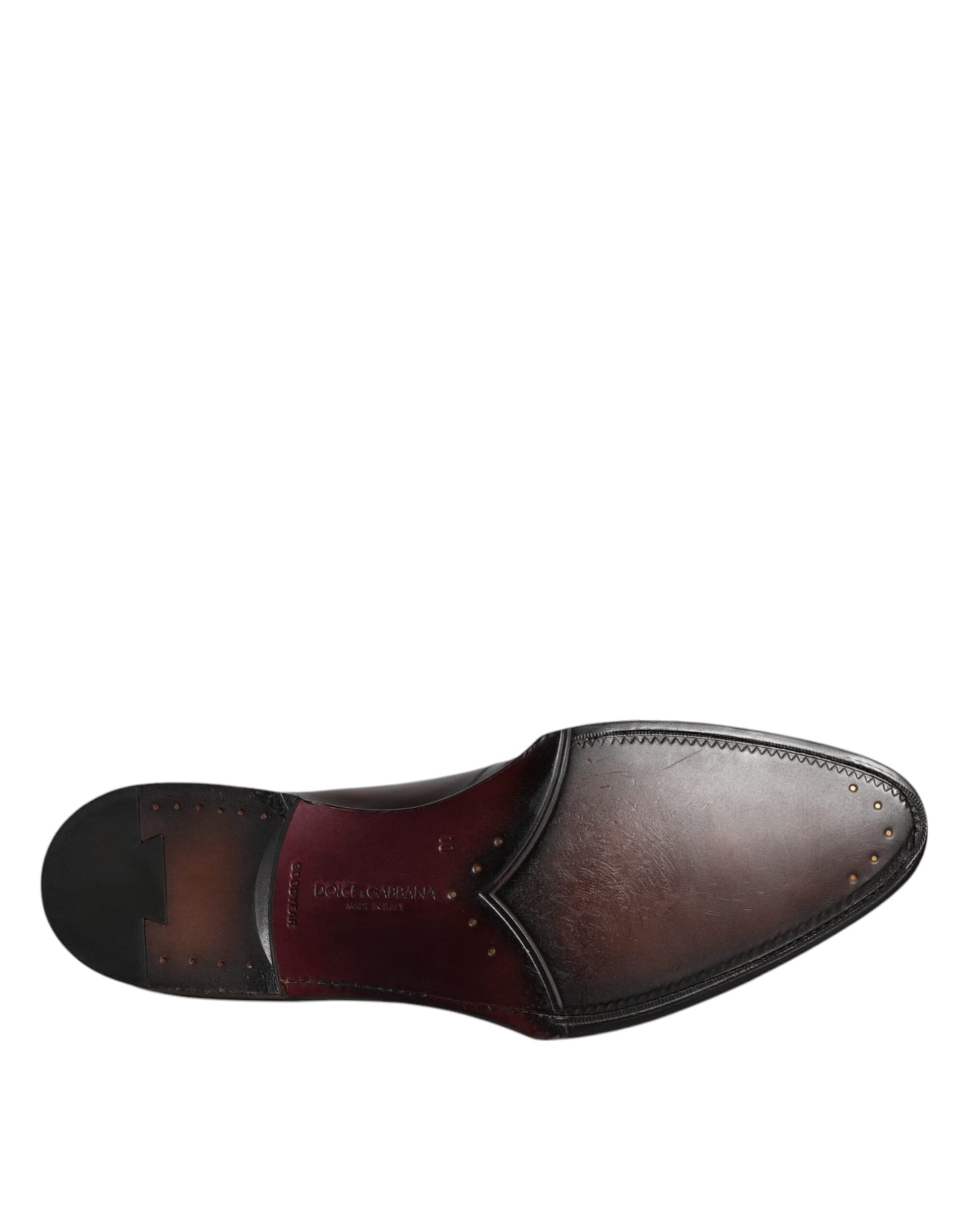 Dolce & Gabbana Brown Leather Lace Up Men Derby Formal Shoes - 8