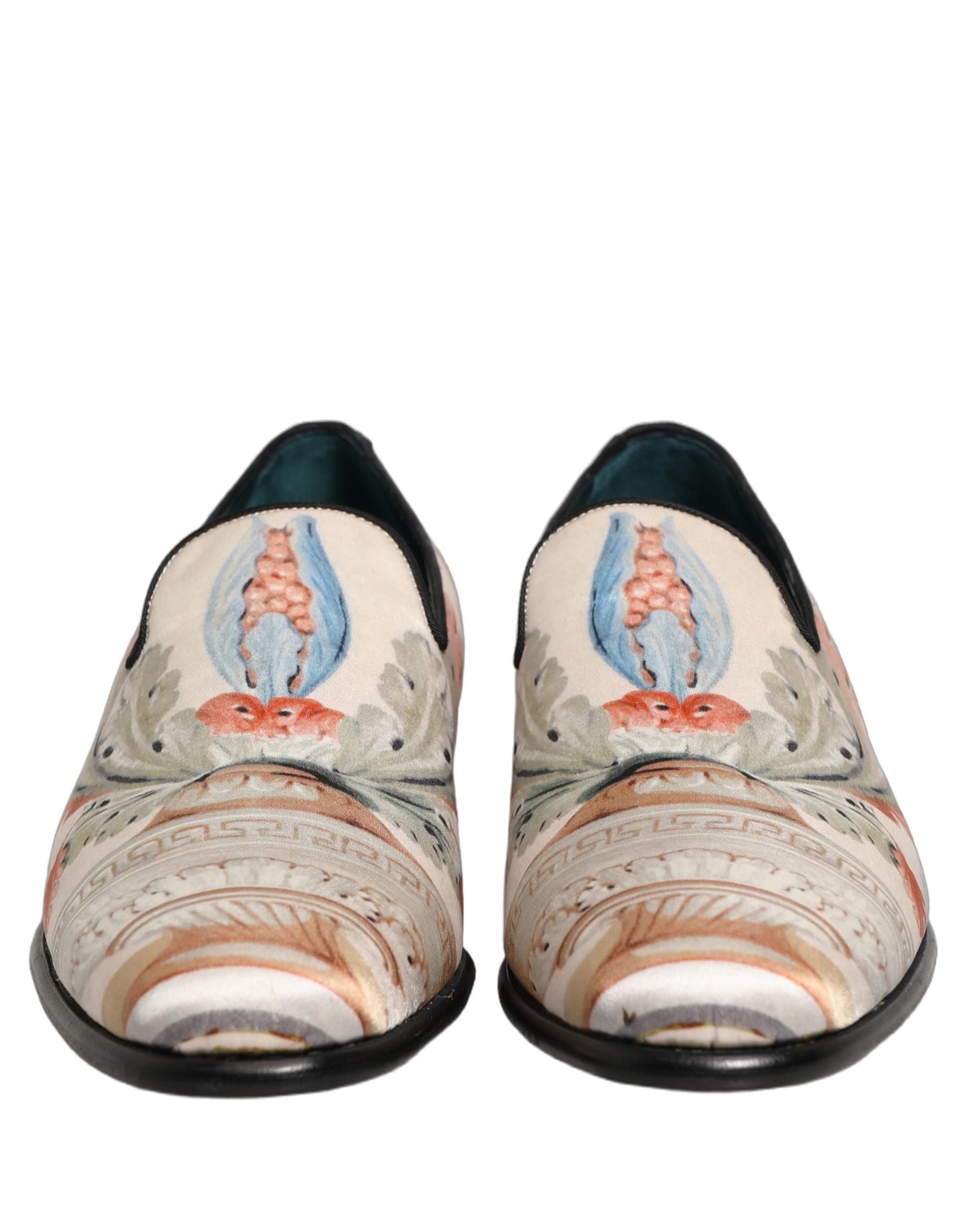 Dolce & Gabbana White Floral Vase Slip On Dress Loafers Shoes - 2