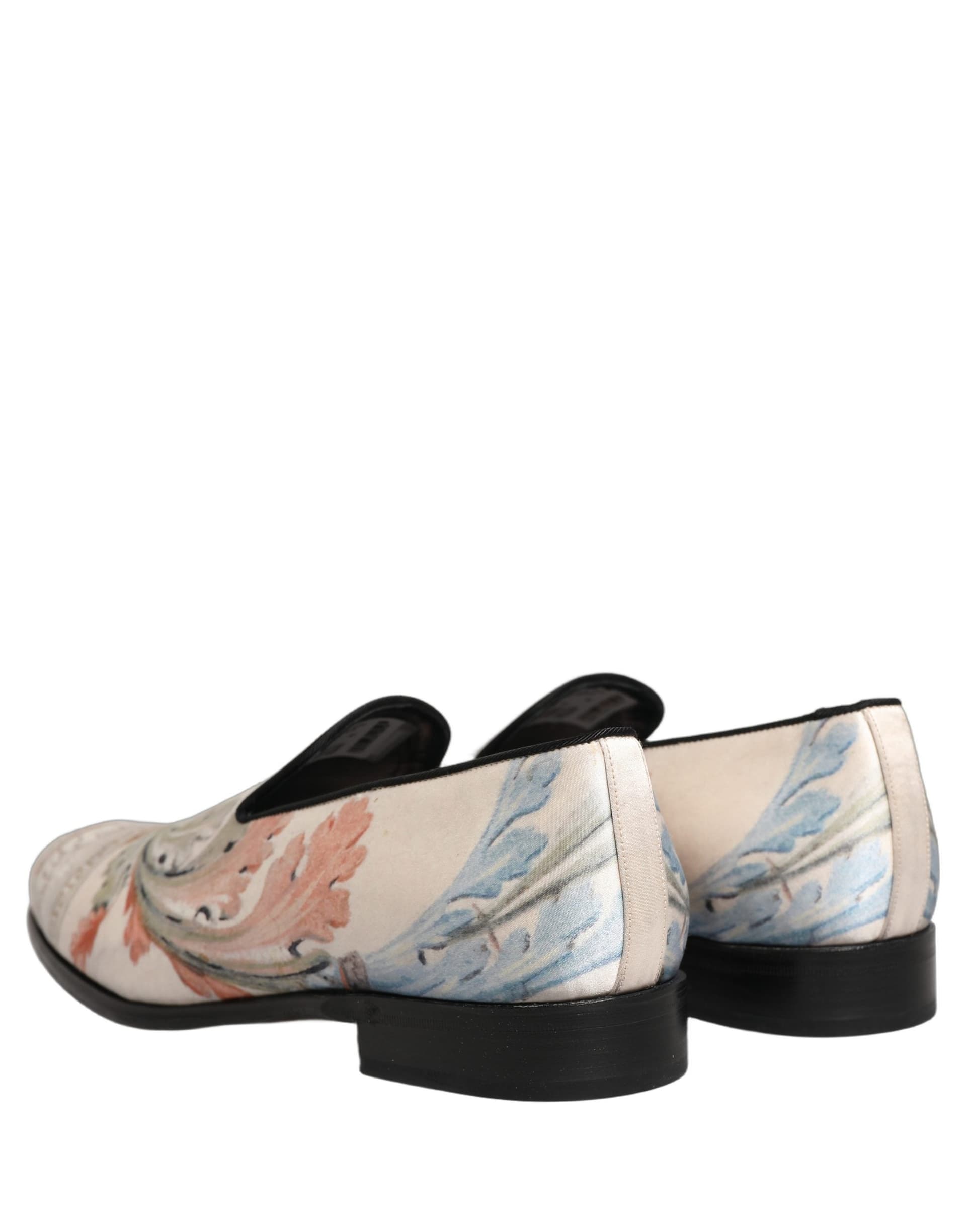 Dolce & Gabbana White Floral Vase Slip On Dress Loafers Shoes - 5
