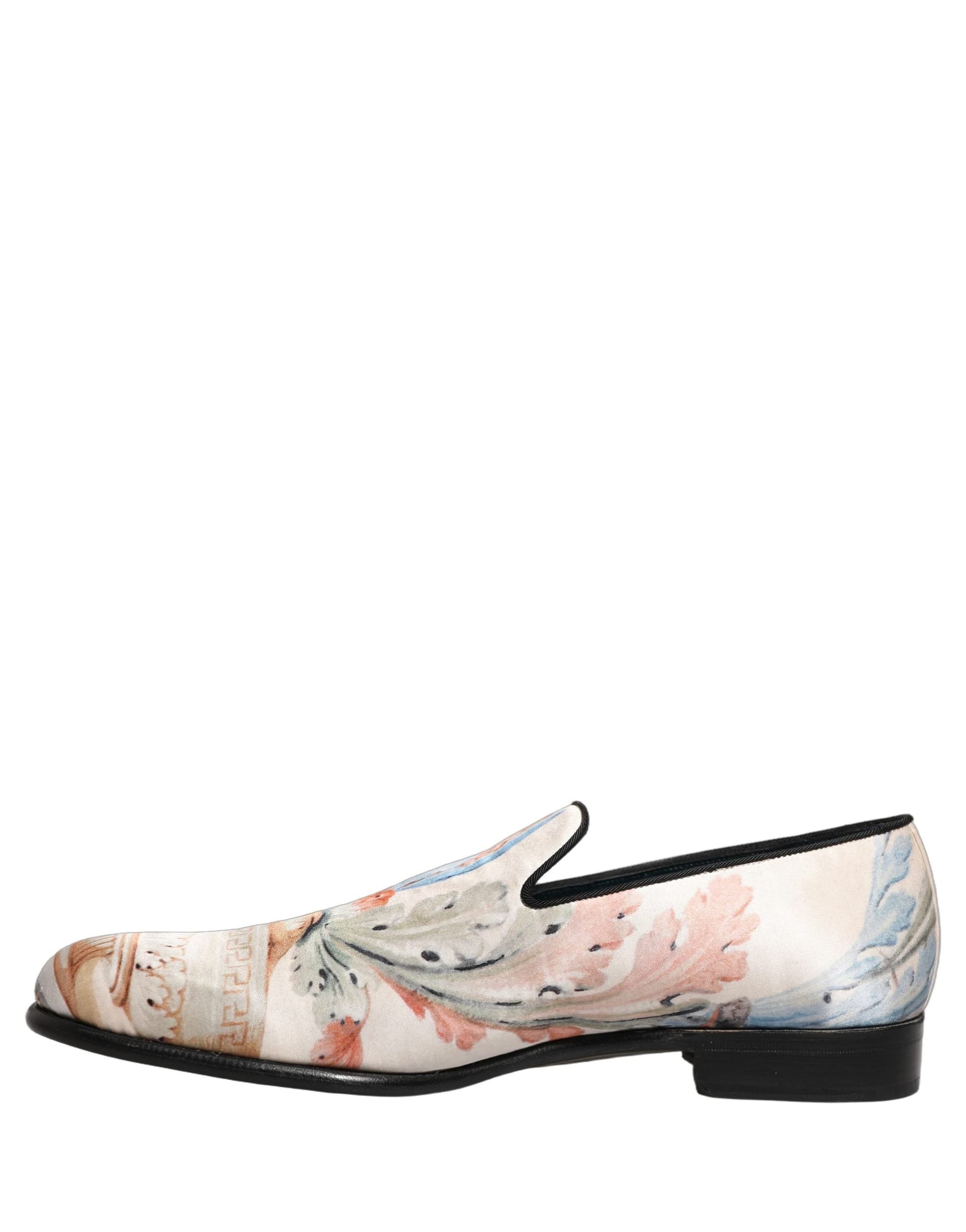 Dolce & Gabbana White Floral Vase Slip On Dress Loafers Shoes - 6