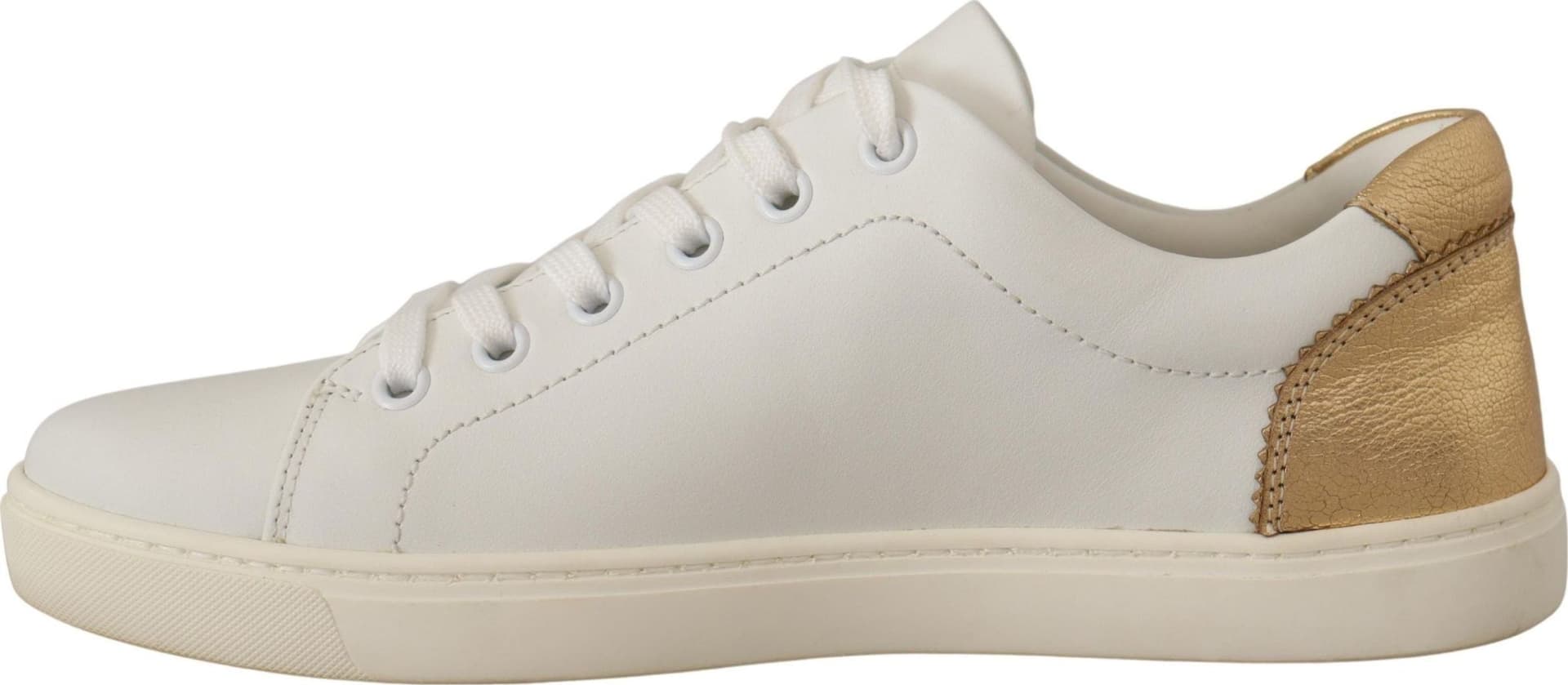 Dolce & Gabbana White Gold Leather Low Top Sneakers - 2