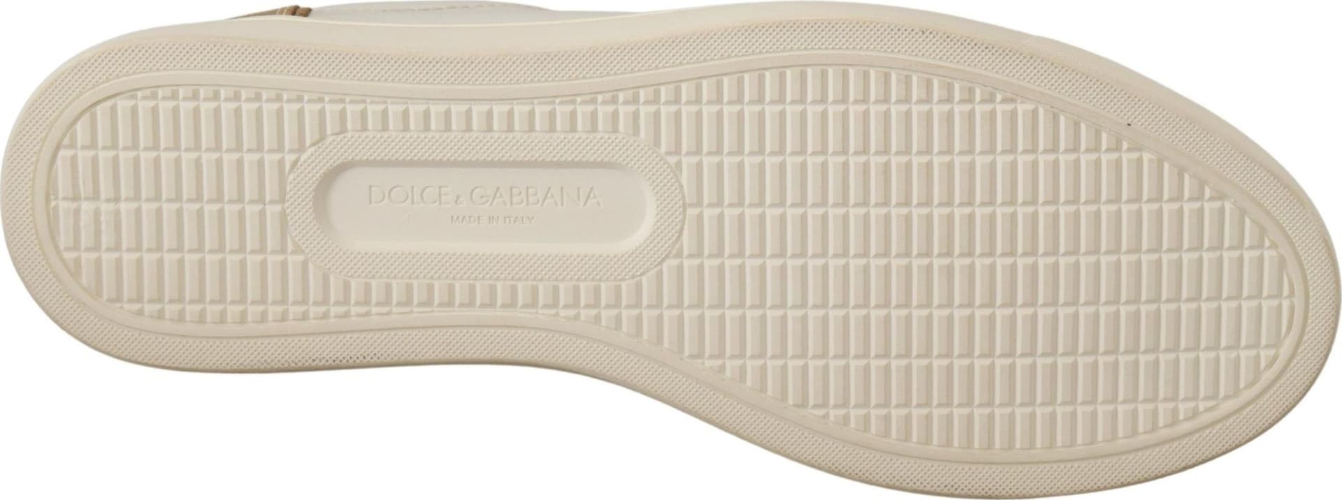 Dolce & Gabbana White Gold Leather Low Top Sneakers - 4