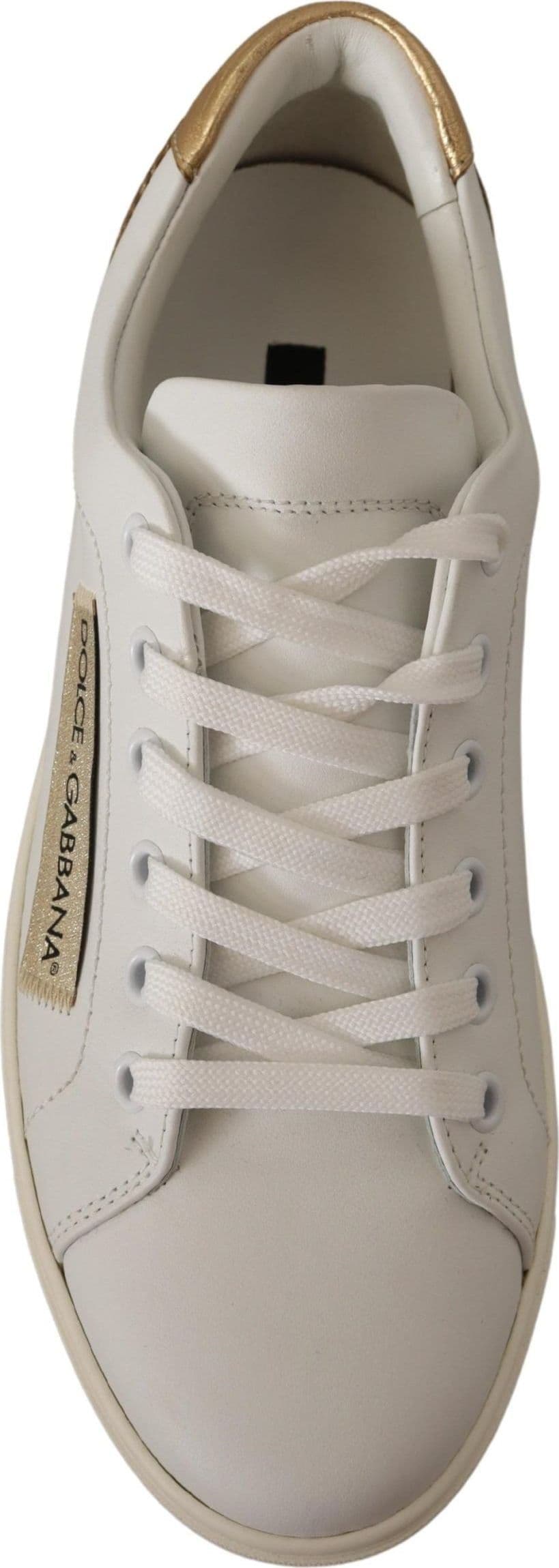Dolce & Gabbana White Gold Leather Low Top Sneakers - 5