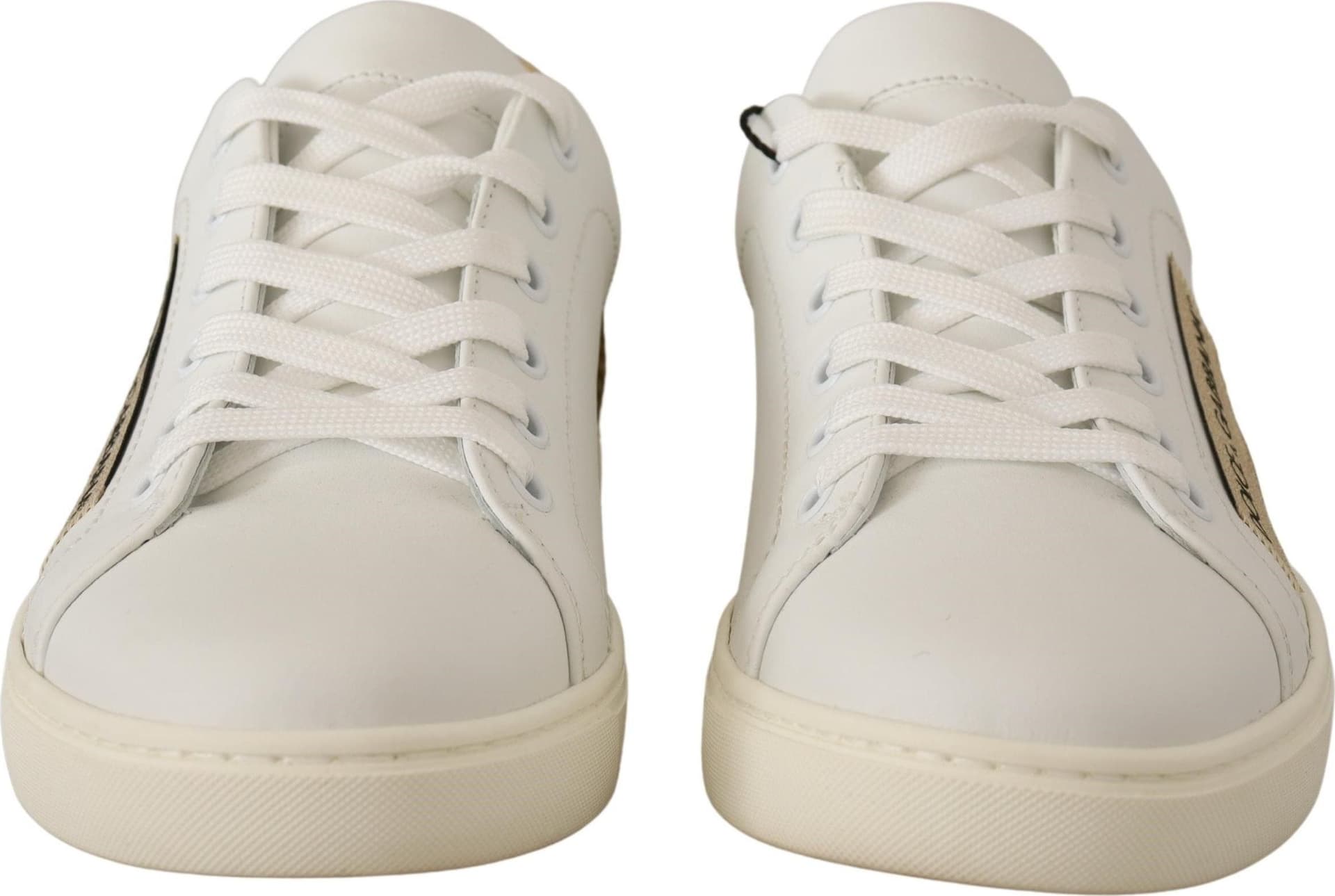 Dolce & Gabbana White Gold Leather Low Top Sneakers - 6