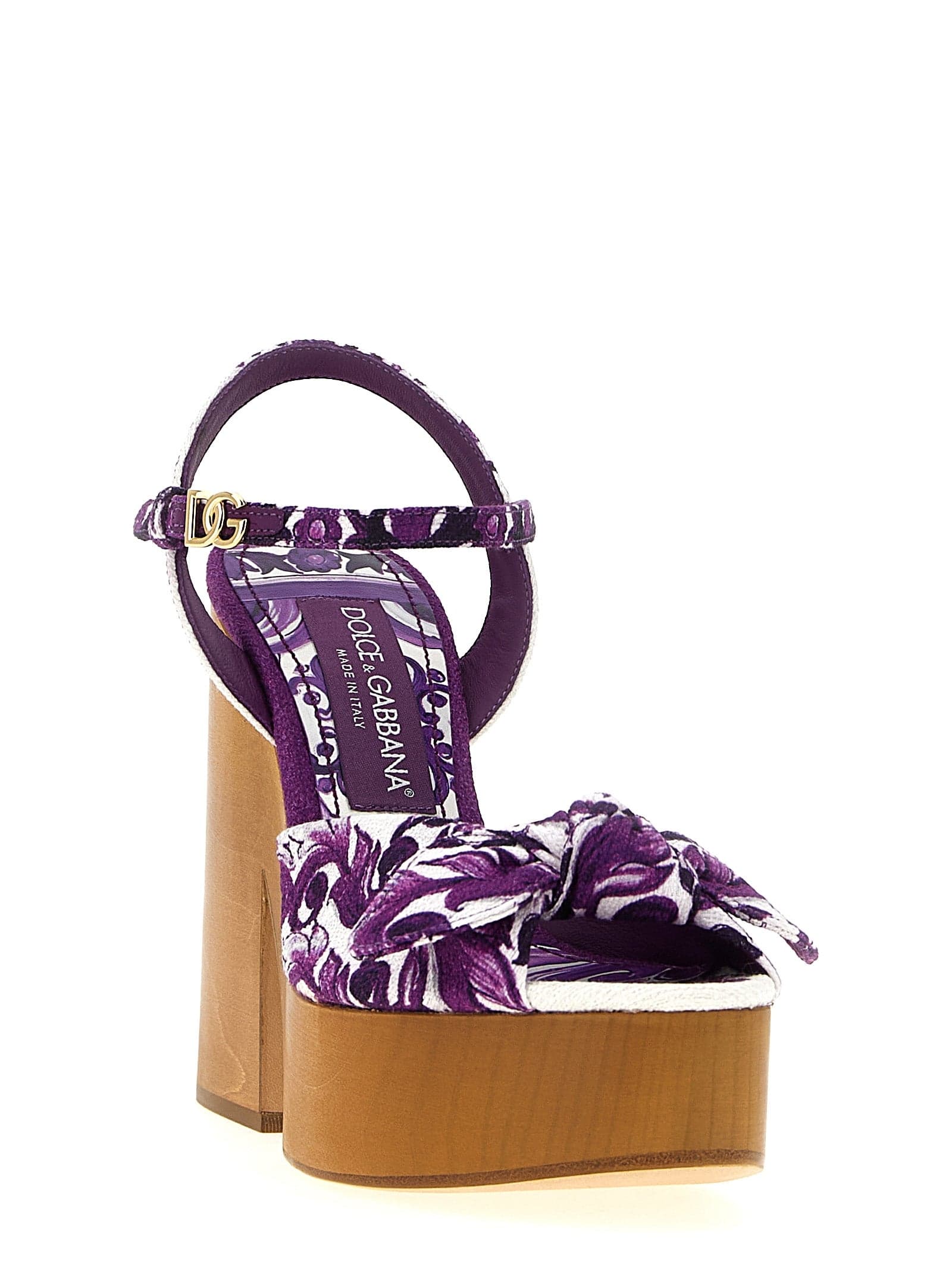Dolce & Gabbana Purple Cotton Stiletto Heel Sandals - 2