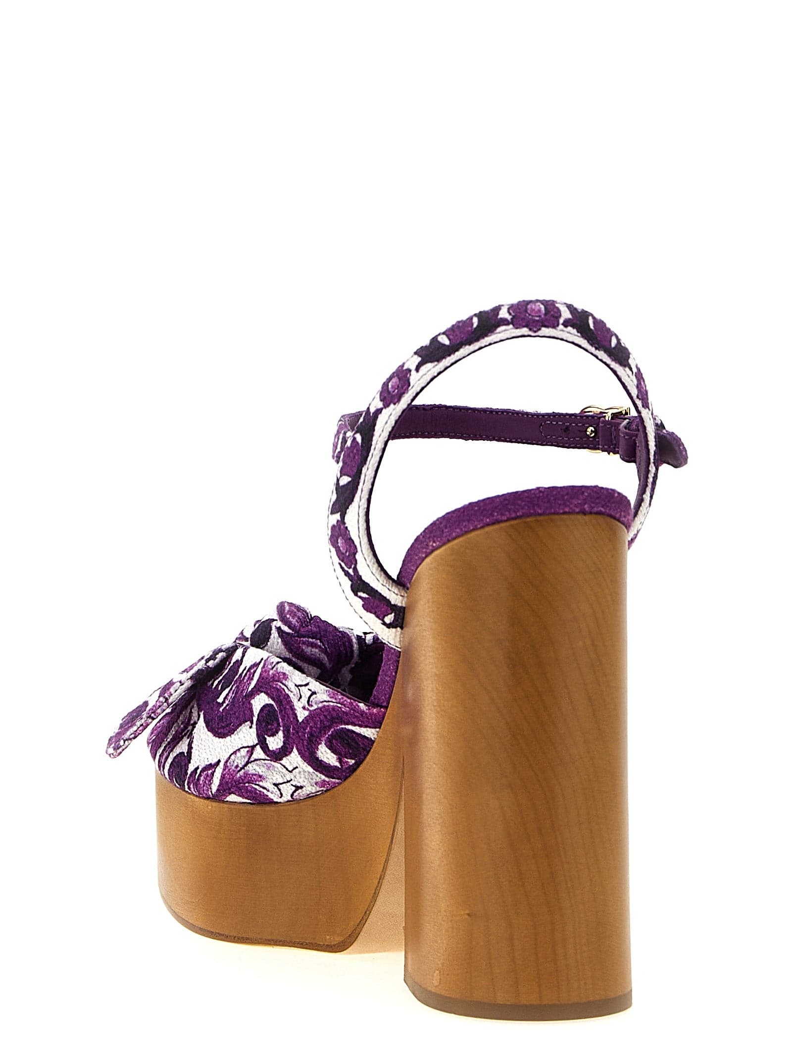 Dolce & Gabbana Purple Cotton Stiletto Heel Sandals - 3