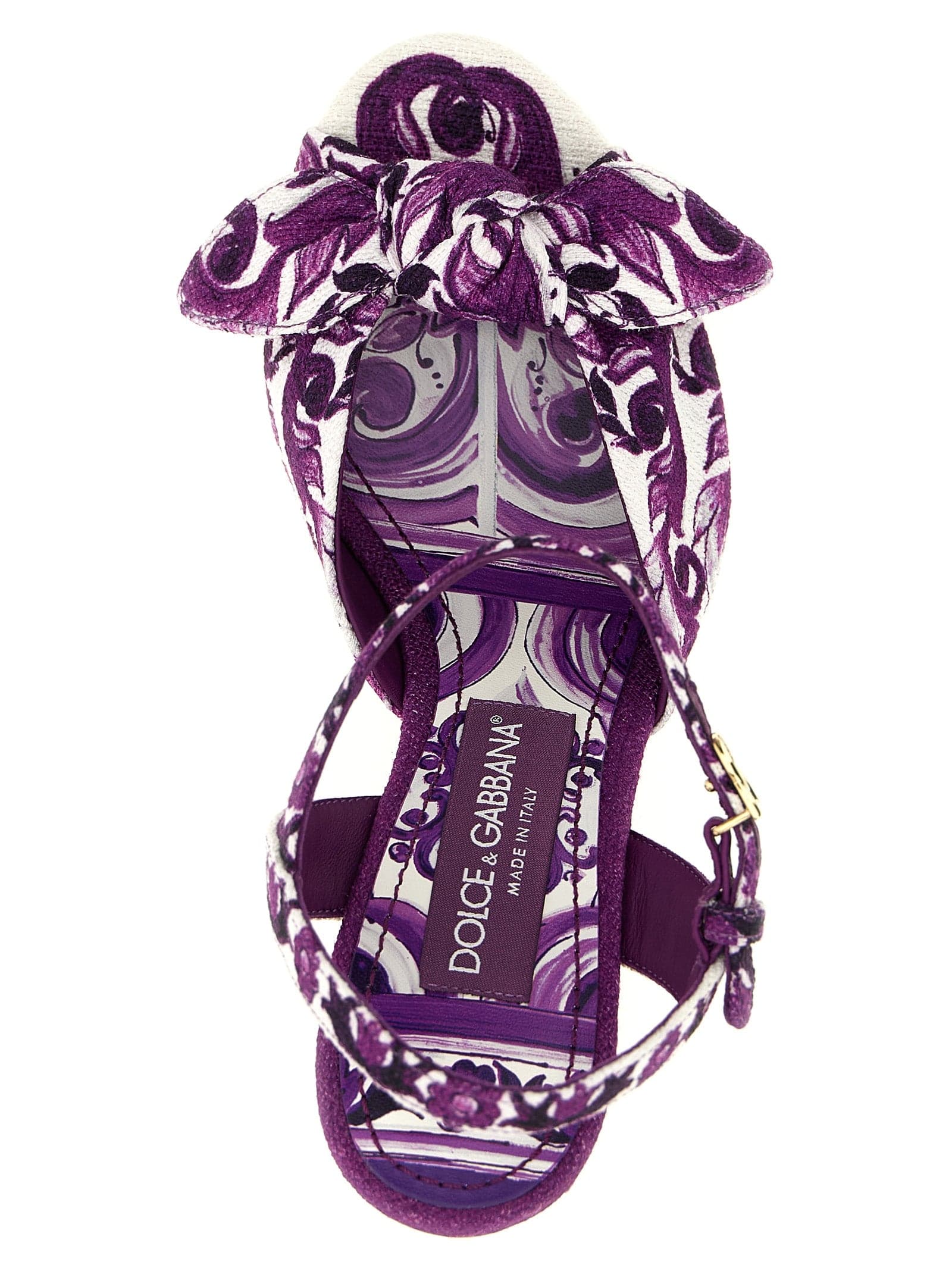 Dolce & Gabbana Purple Cotton Stiletto Heel Sandals - 4