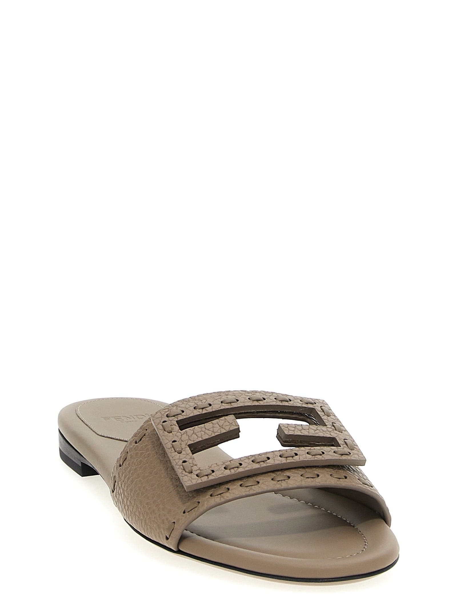Fendi Gray Calfskin Slides - 2