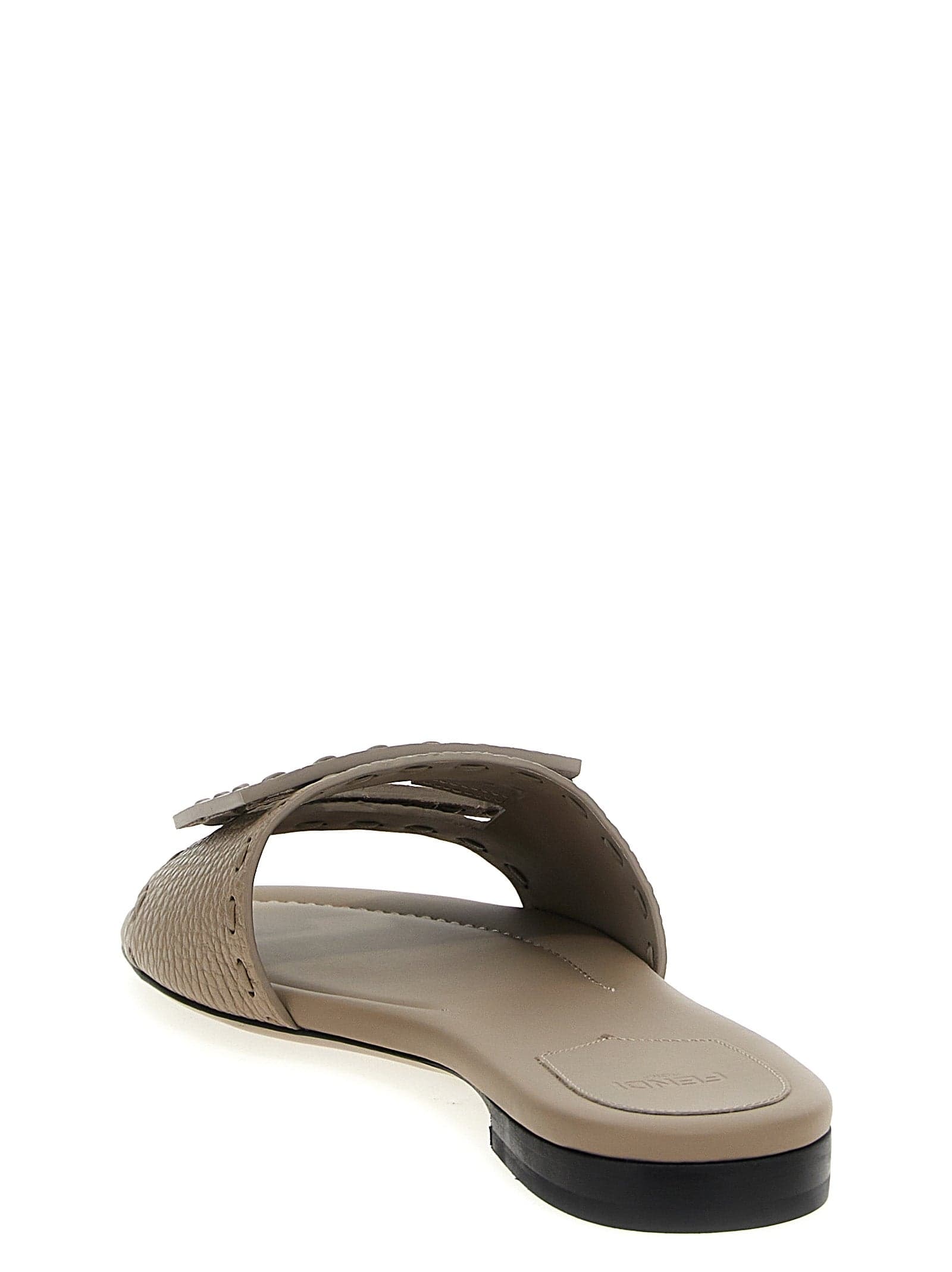 Fendi Gray Calfskin Slides - 3