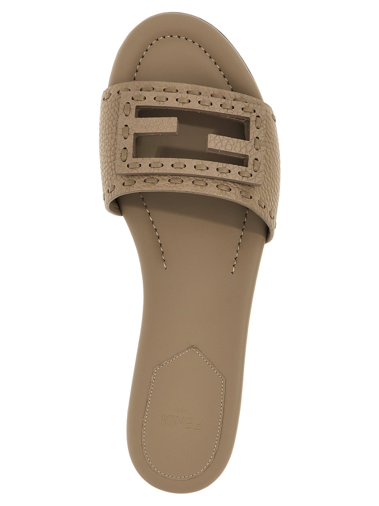 Fendi Gray Calfskin Slides - 4
