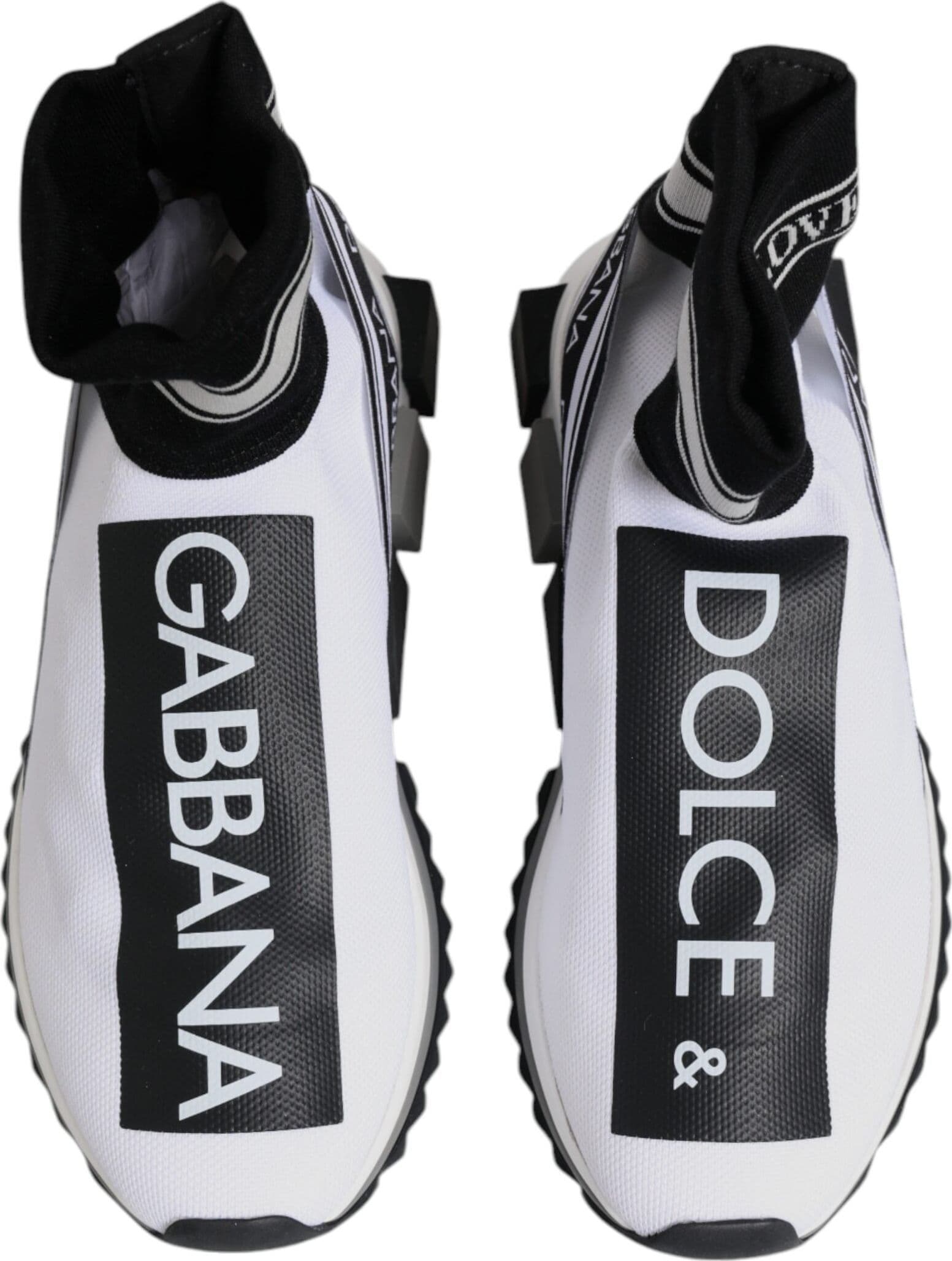 Dolce & Gabbana White Black Sorrento Socks Sneakers Shoes - 2