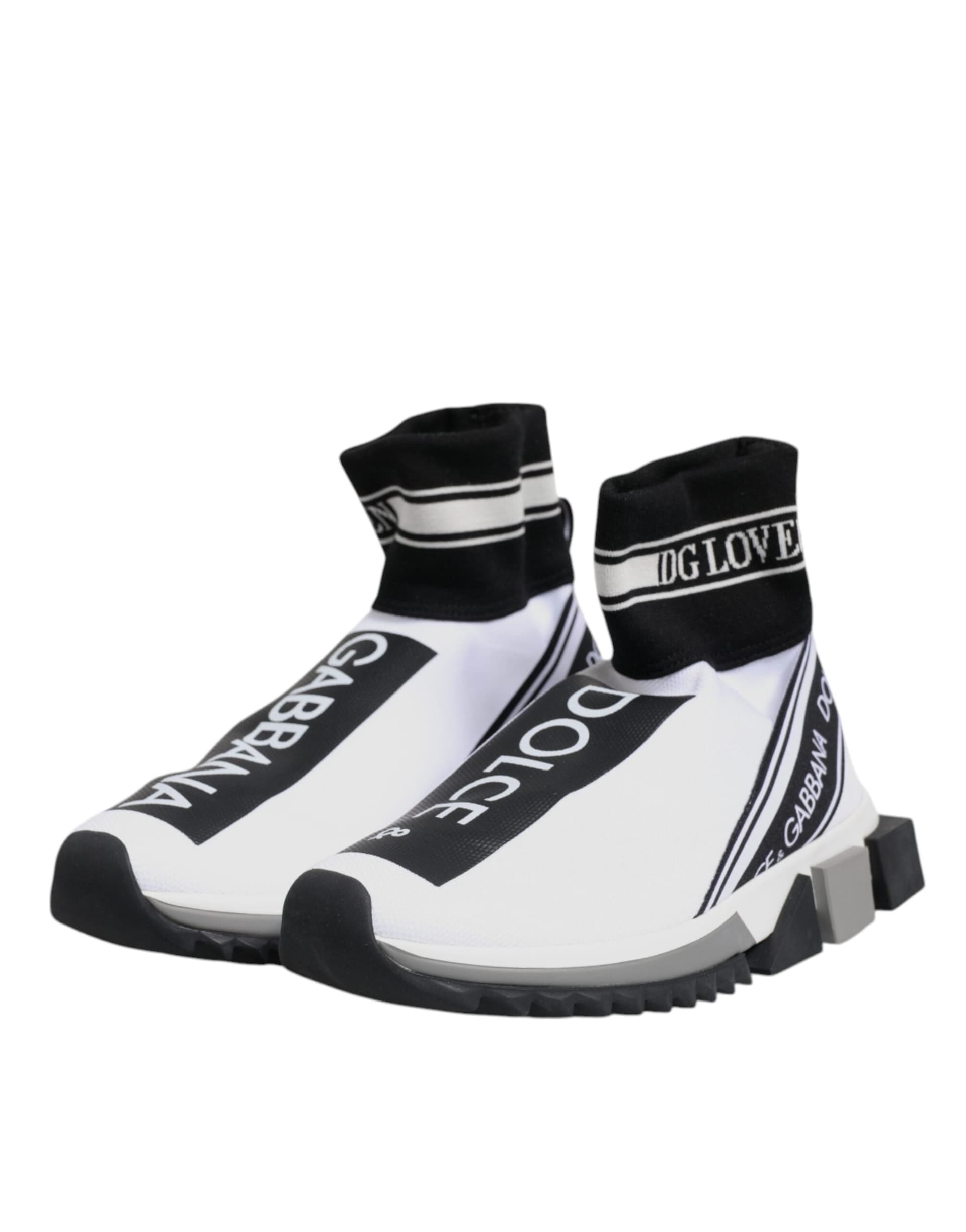 Dolce & Gabbana White Black Sorrento Socks Sneakers Shoes - 3