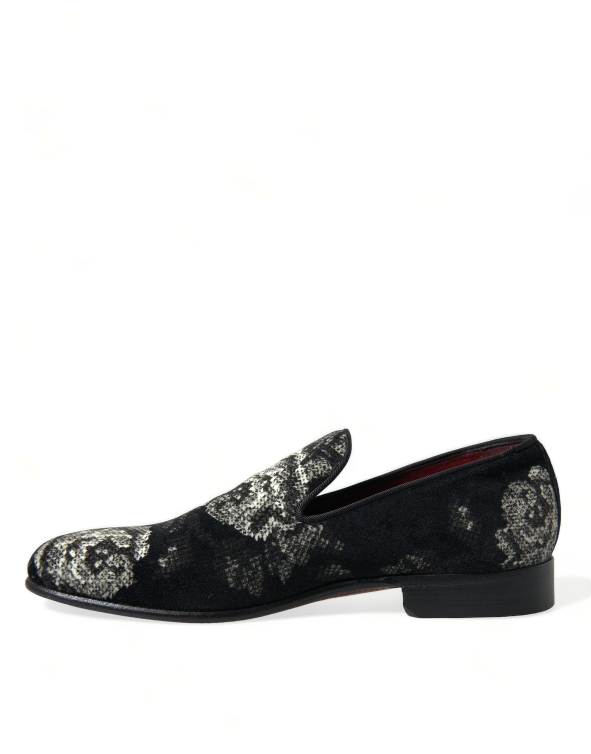 Dolce & Gabbana Black Floral Slippers Men Loafers Dress Shoes - 4