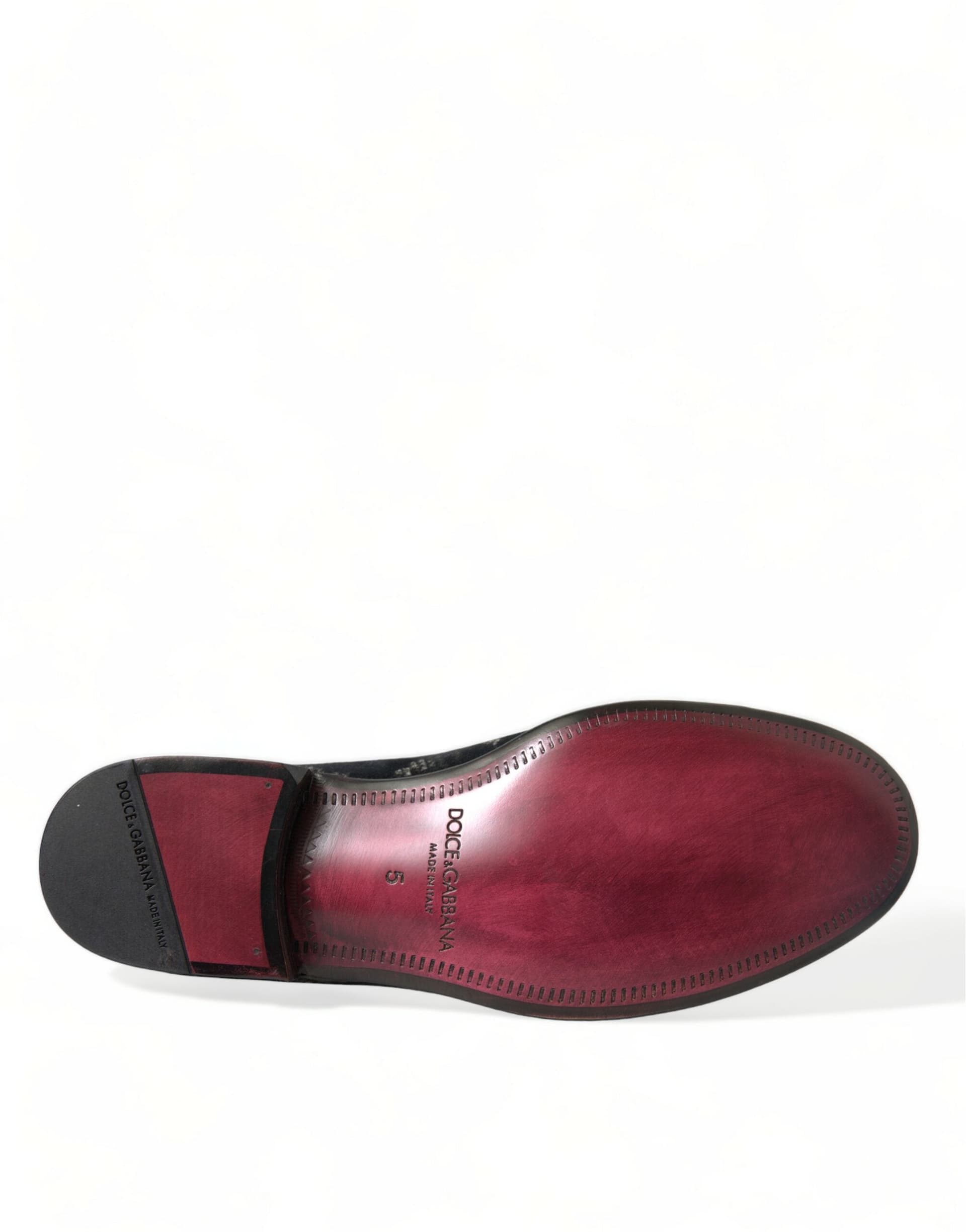 Dolce & Gabbana Black Floral Slippers Men Loafers Dress Shoes - 6