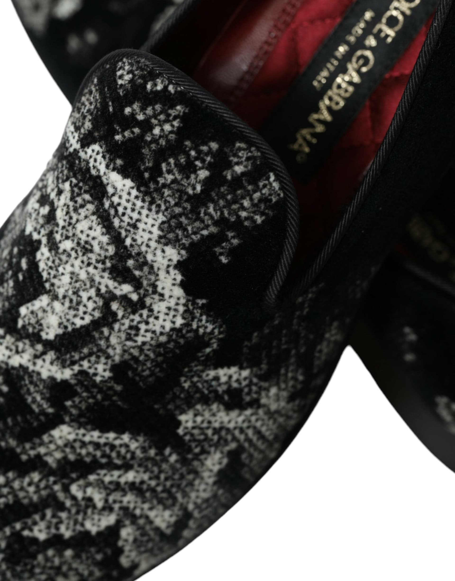 Dolce & Gabbana Black Floral Slippers Men Loafers Dress Shoes - 8